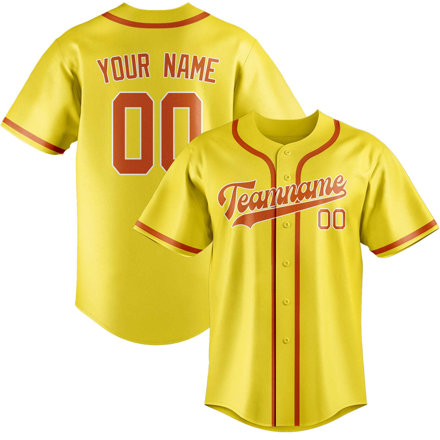 Benutzerdefiniertes Professionelles Blassgelb Orange Baseballtrikot