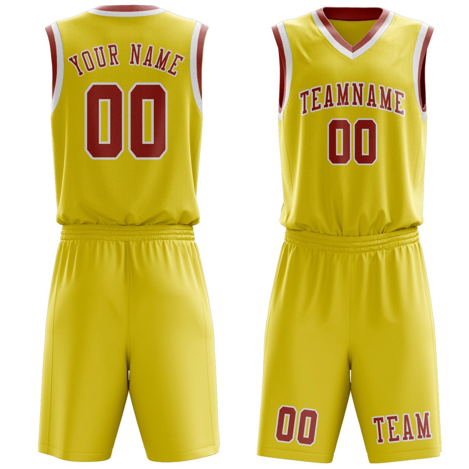 Benutzerdefiniertes Professionelles Blassgelb Kupferrose Basketballtrikot-Set