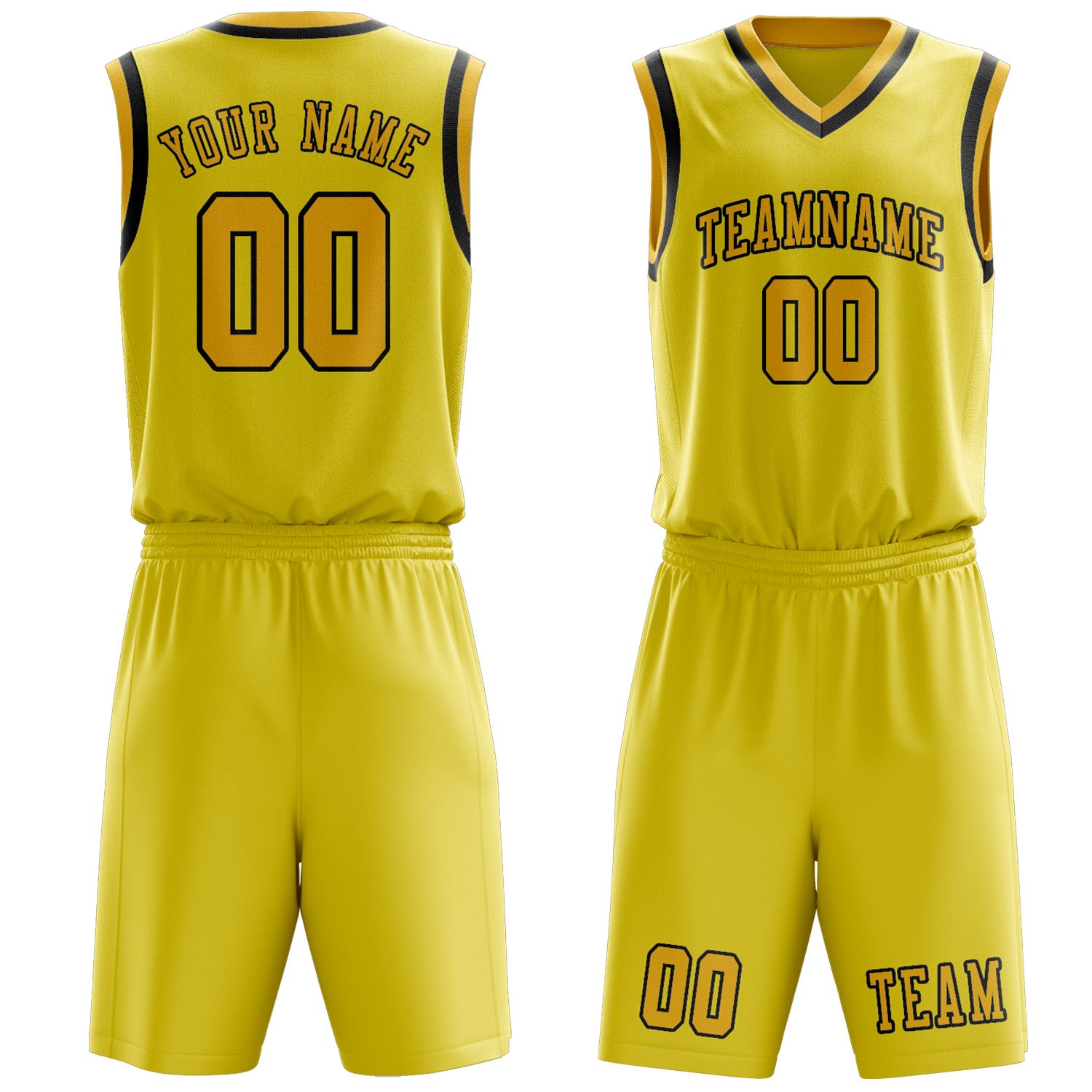 Benutzerdefiniertes Professionelles Blassgelb Gold Basketballtrikot-Set