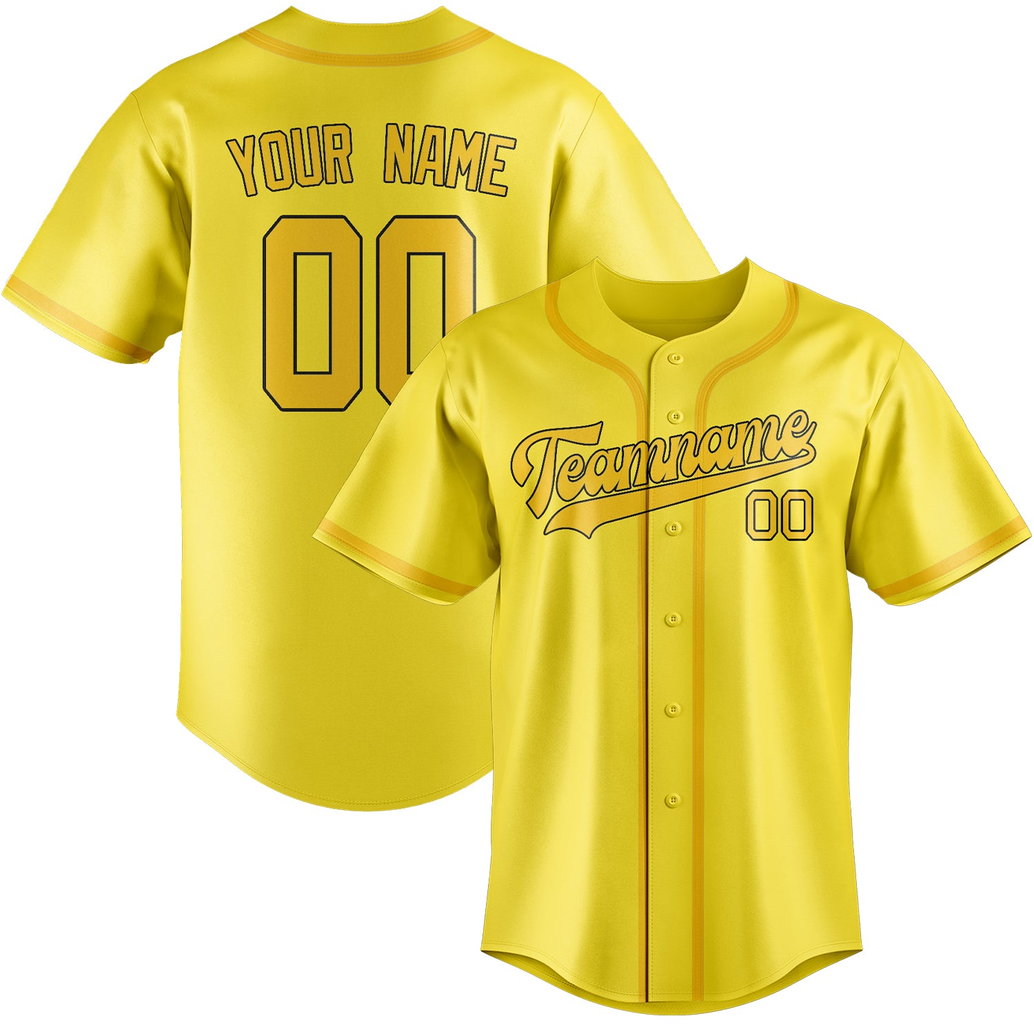 Benutzerdefiniertes Professionelles Blassgelb Gold Baseballtrikot
