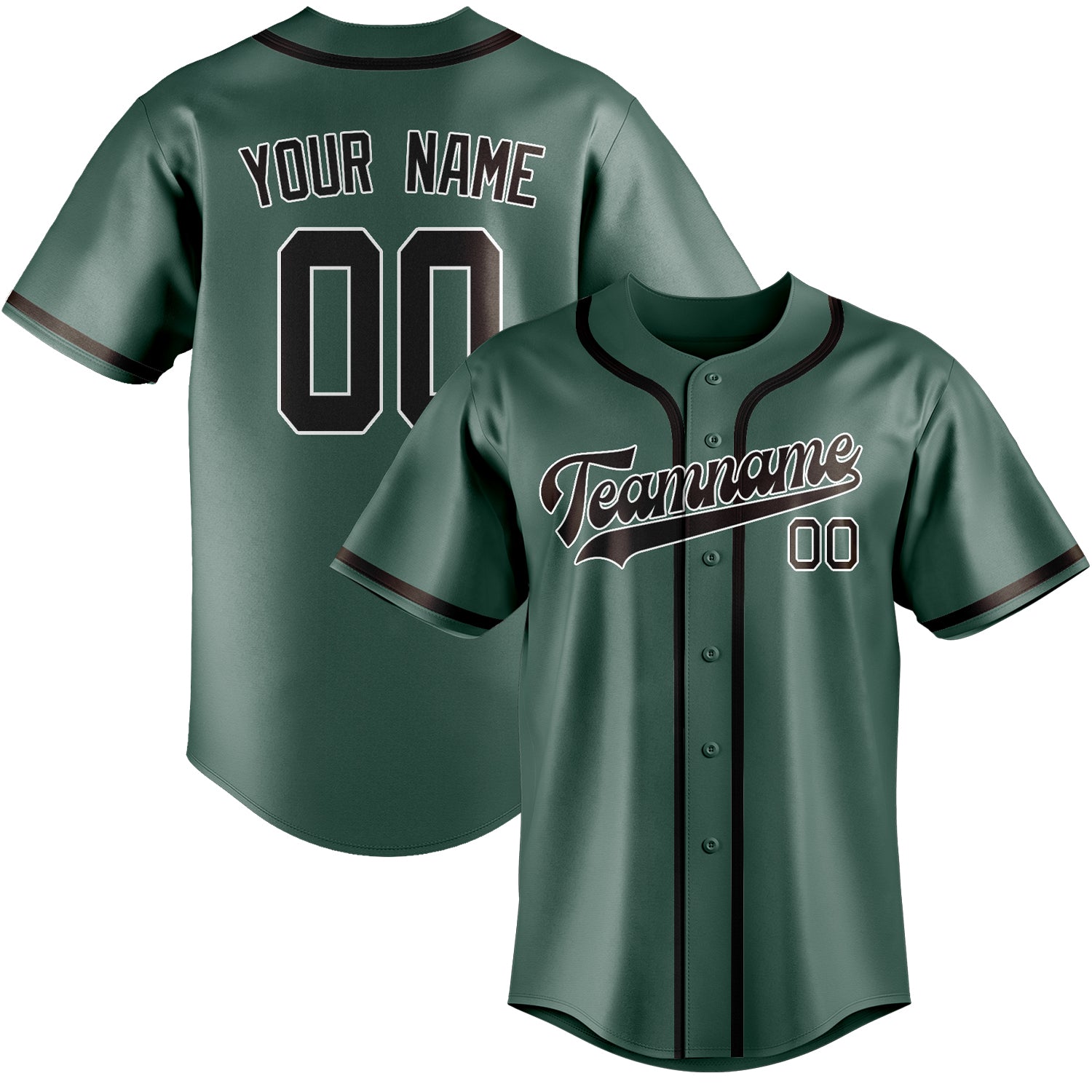 Benutzerdefiniertes Professionelles Blaugrün Braun Baseballtrikot