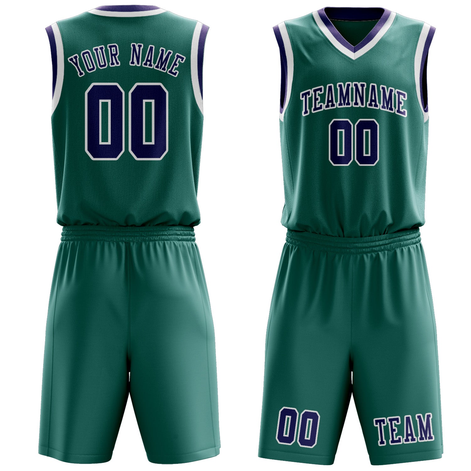 Benutzerdefiniertes Professionelles Blaugrün Lila Basketballtrikot-Set