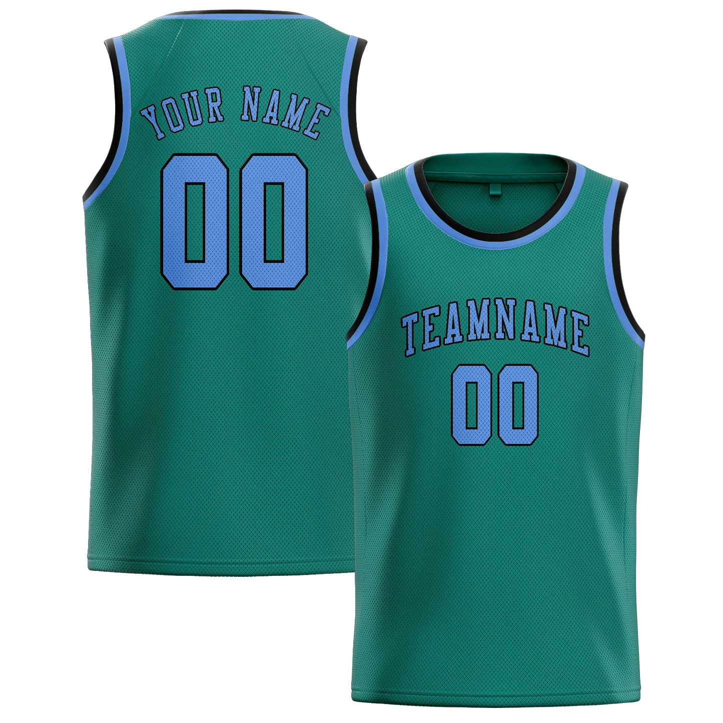 Benutzerdefiniertes Professionelles Blaugrün Hellblau Basketballtrikot