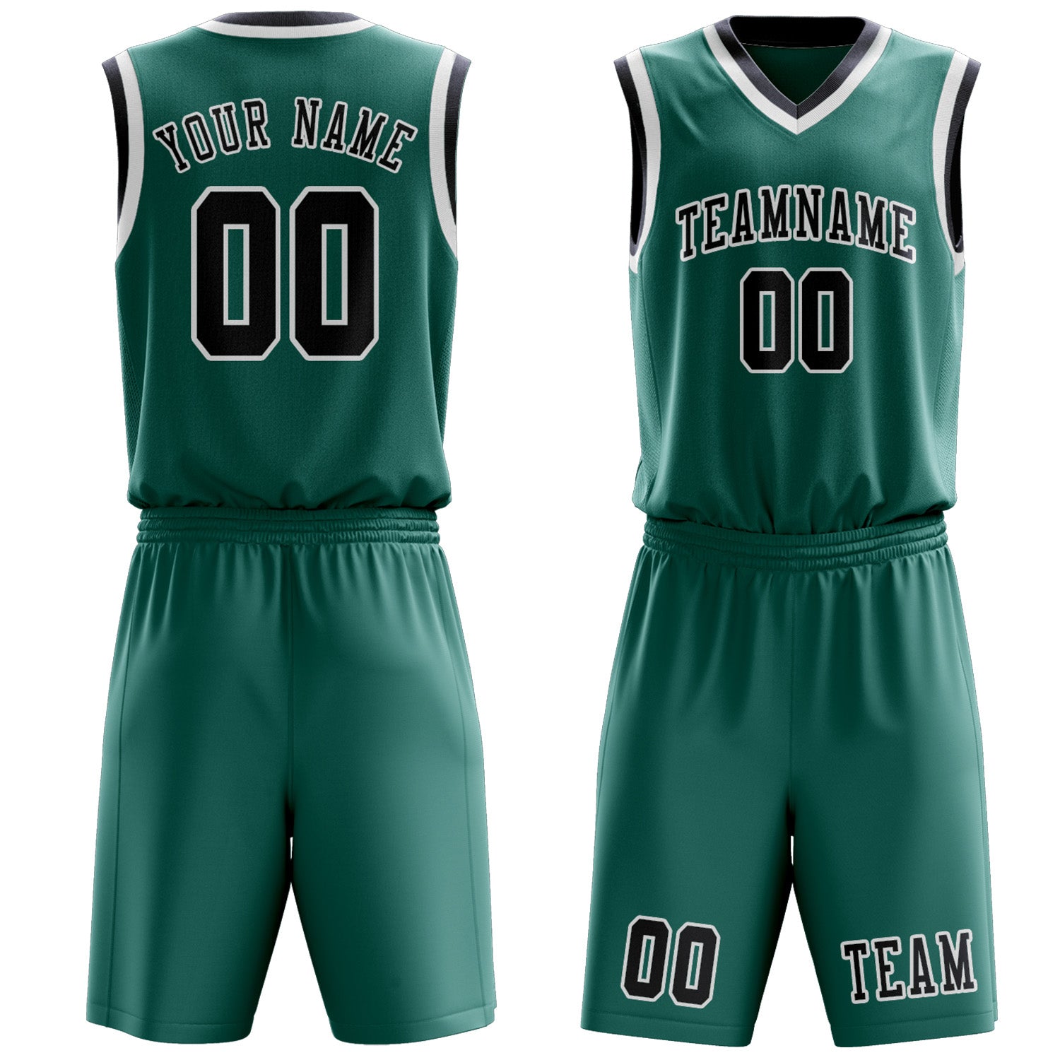 Benutzerdefiniertes Professionelles Blaugrün Stahlblau Basketballtrikot-Set
