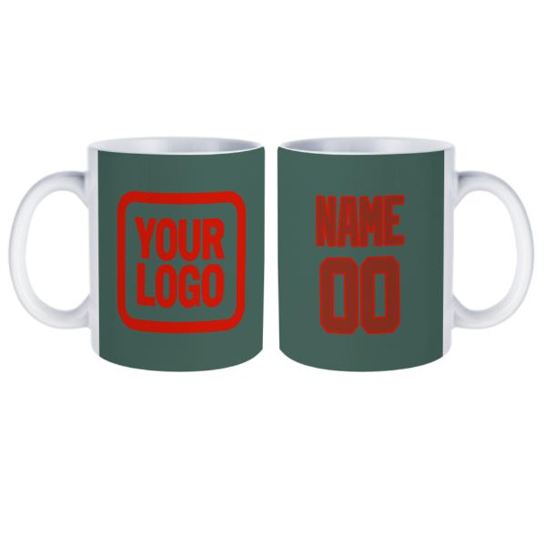 Tazza personalizzata color turchese e corallo
