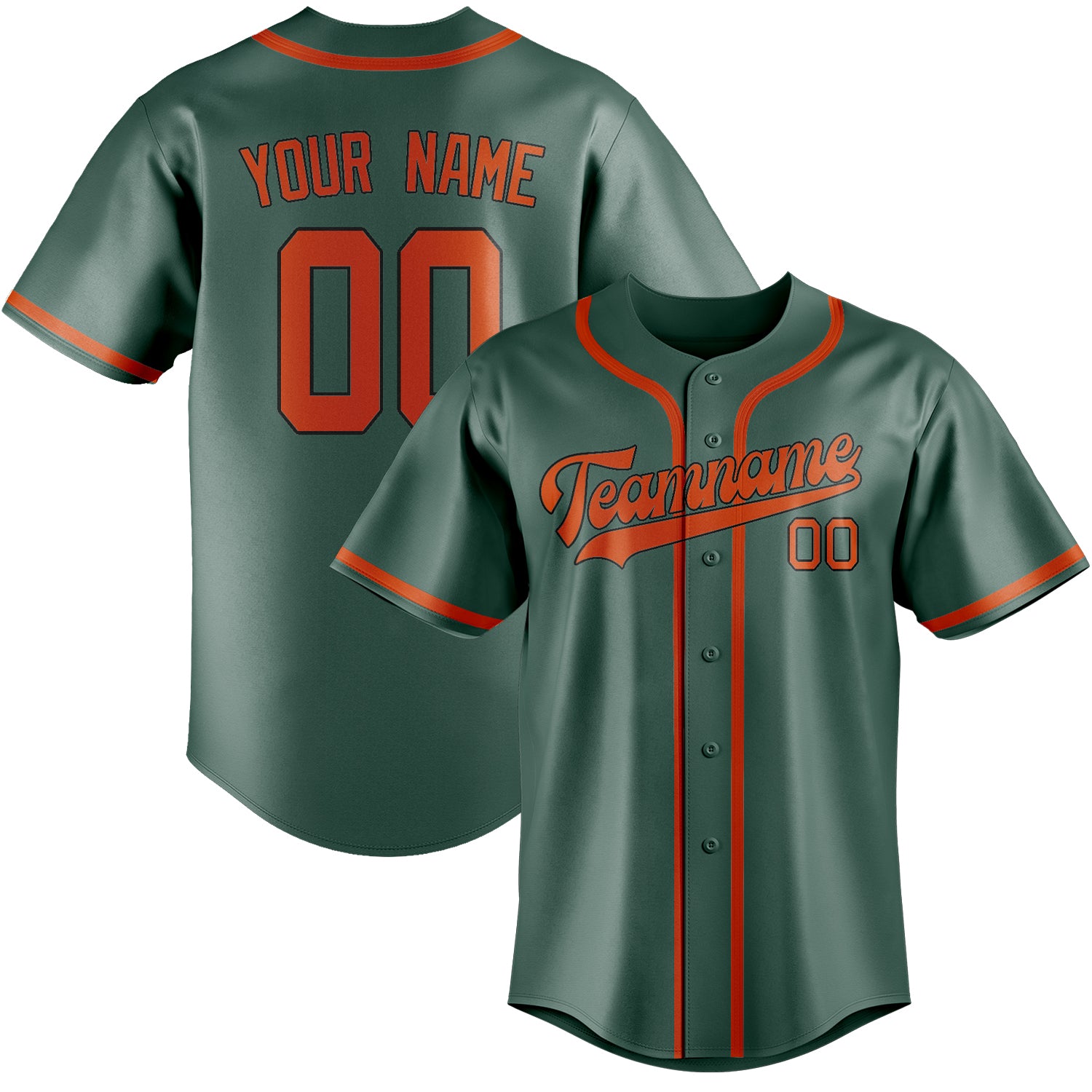 Benutzerdefiniertes Professionelles Blaugrün Orangerot Baseballtrikot