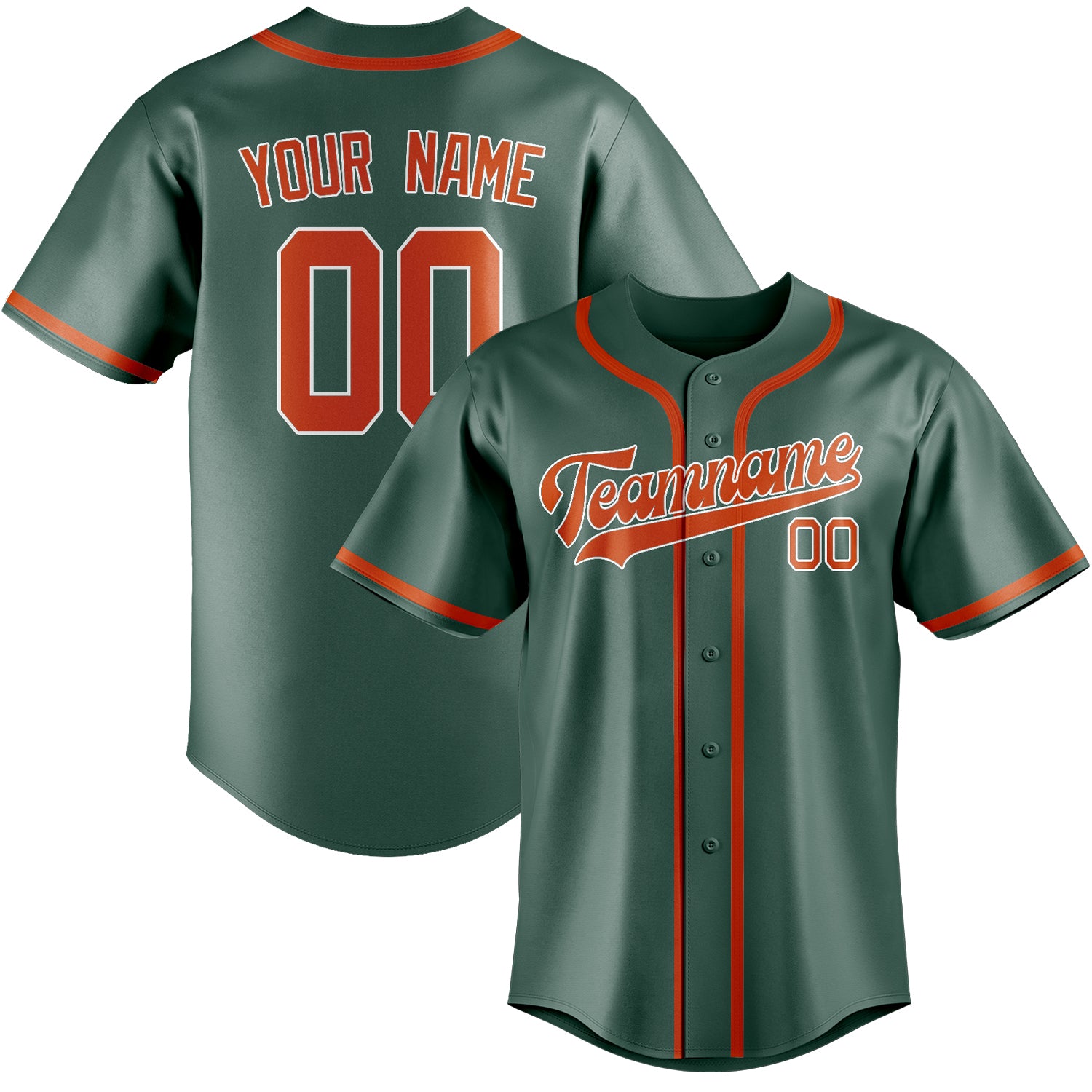 Benutzerdefiniertes Professionelles Blaugrün Orangerot Baseballtrikot