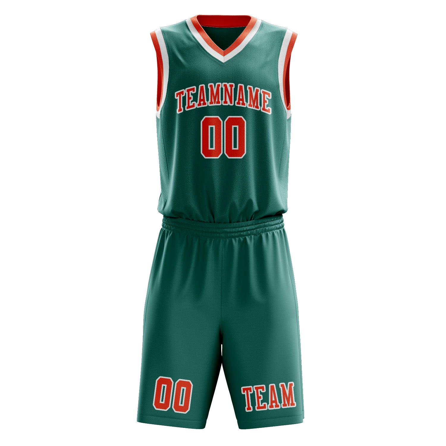 Benutzerdefiniertes Professionelles Blaugrün Orangerot Basketballtrikot-Set