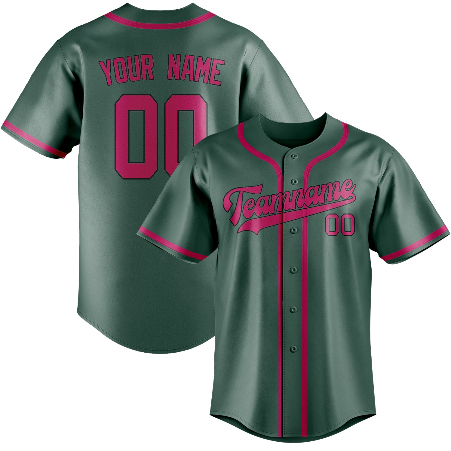 Benutzerdefiniertes Professionelles Blaugrün Rosarot Baseballtrikot