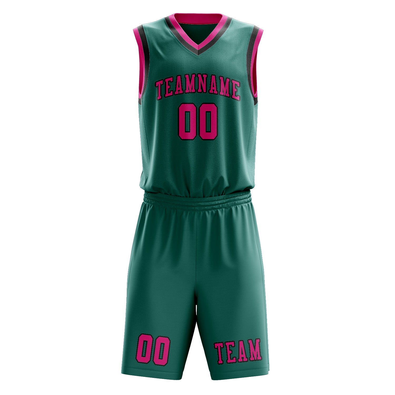 Benutzerdefiniertes Professionelles Blaugrün Rosarot Basketballtrikot-Set