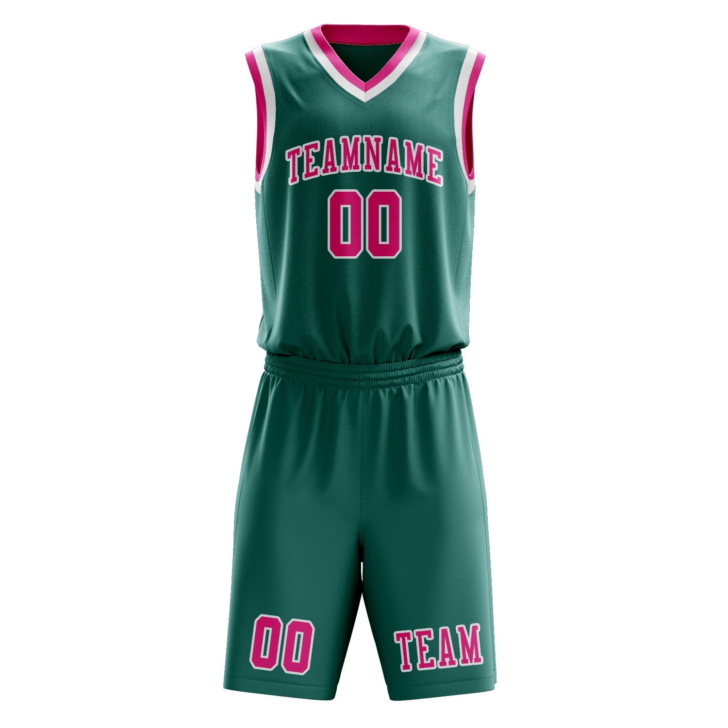 Benutzerdefiniertes Professionelles Blaugrün Rosarot Basketballtrikot-Set
