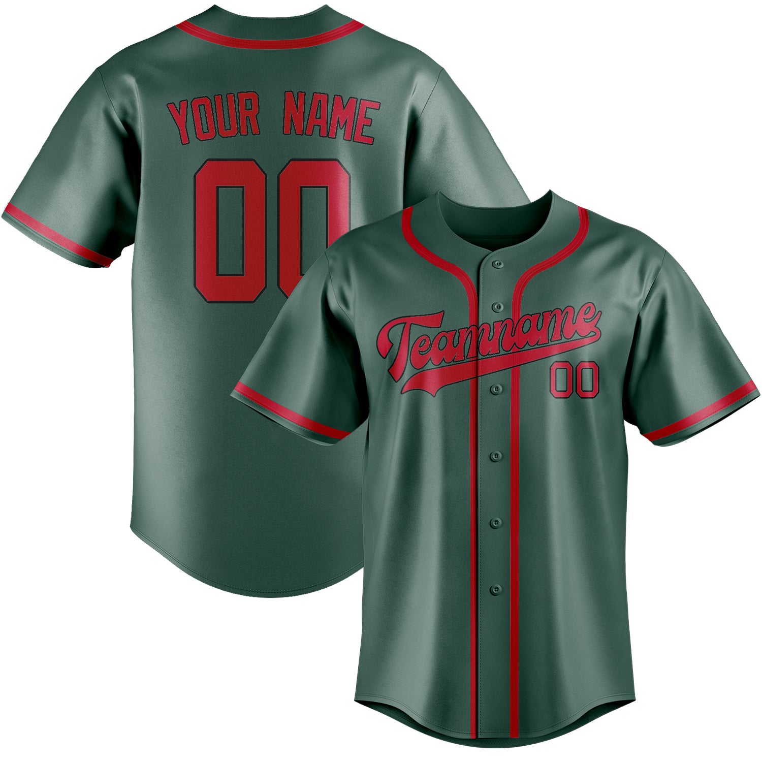 Benutzerdefiniertes Professionelles Blaugrün Rot Baseballtrikot