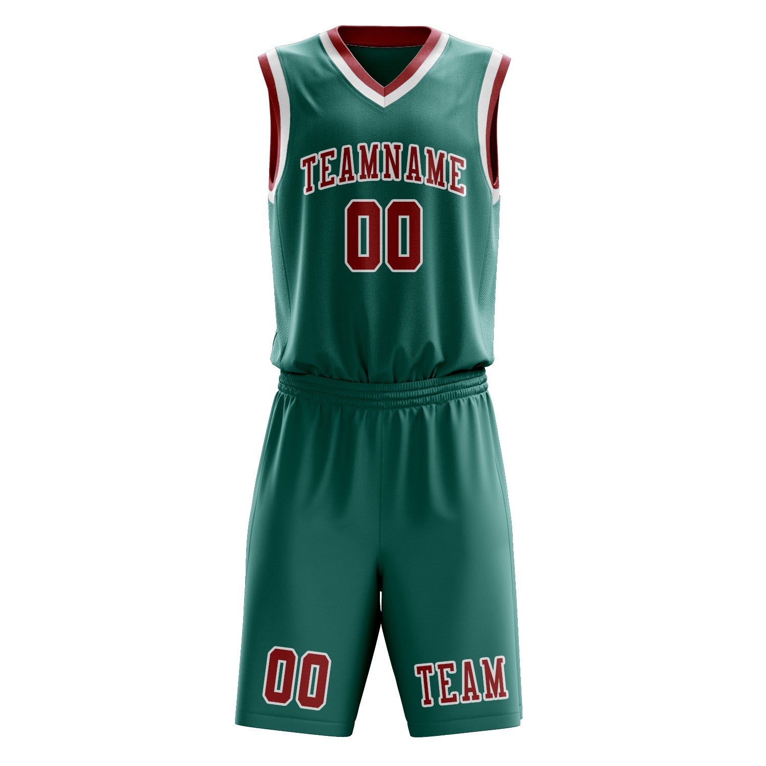 Benutzerdefiniertes Professionelles Blaugrün Rot Basketballtrikot-Set