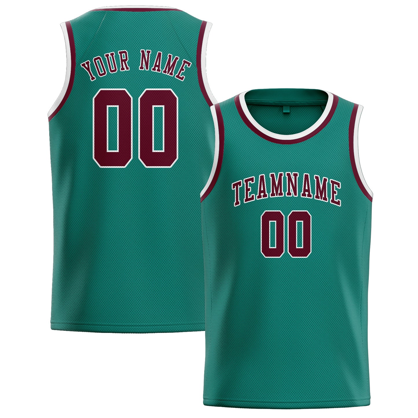 Benutzerdefiniertes Professionelles Blaugrün Karmesinrot Basketballtrikot