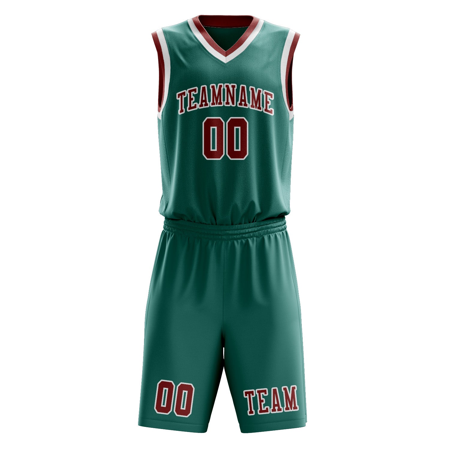 Benutzerdefiniertes Professionelles Blaugrün Korallenrot Basketballtrikot-Set