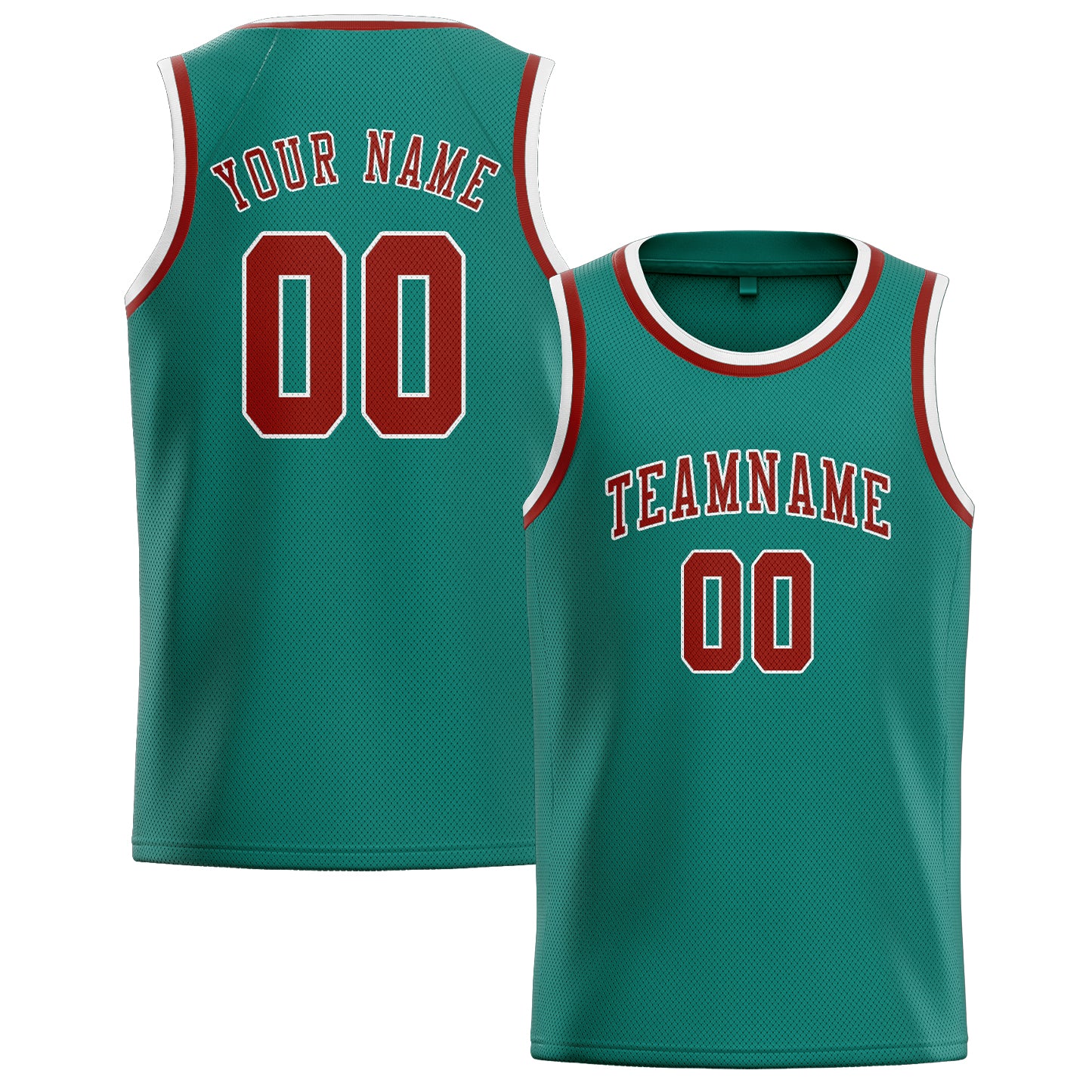 Benutzerdefiniertes Professionelles Blaugrün Korallenrot Basketballtrikot