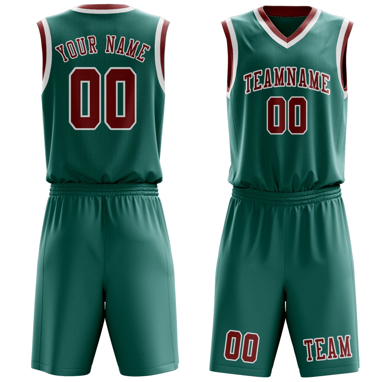 Benutzerdefiniertes Professionelles Blaugrün Korallenrot Basketballtrikot-Set