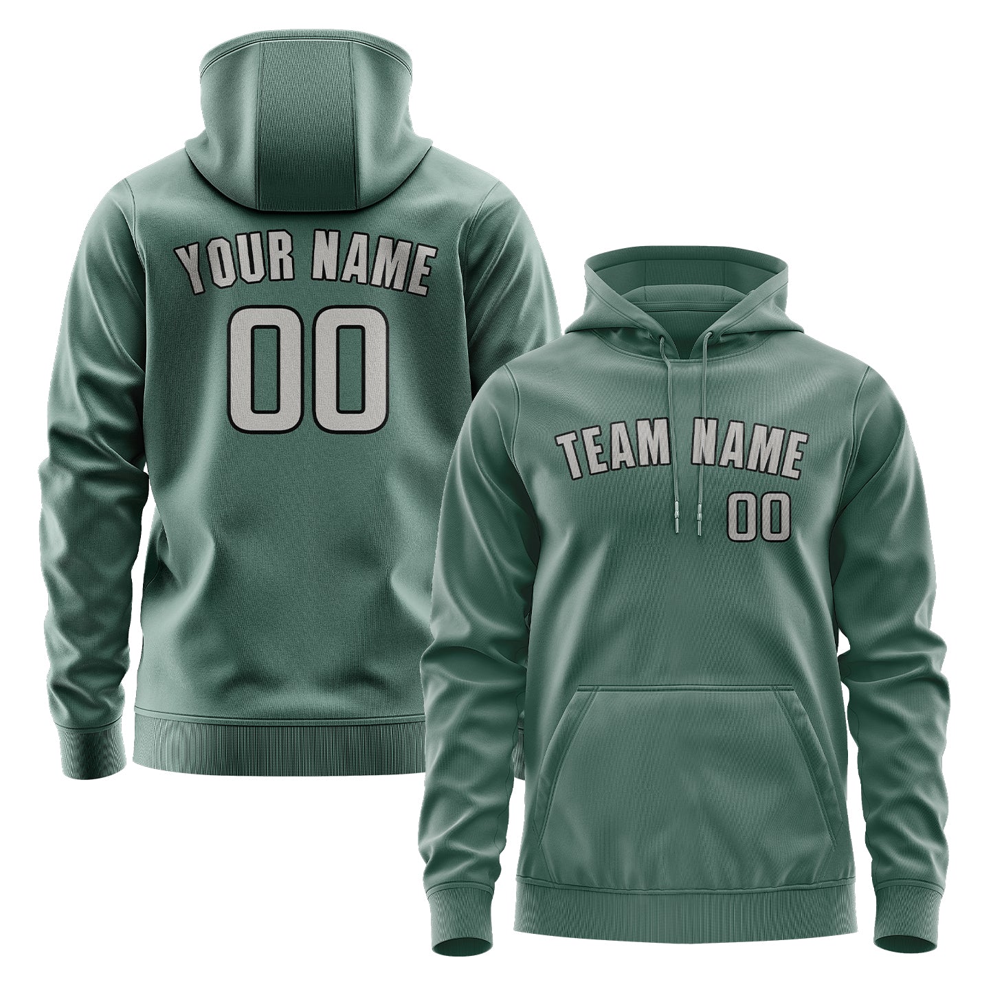 Maßgeschneidertes Blaugrün Grau Hoodie