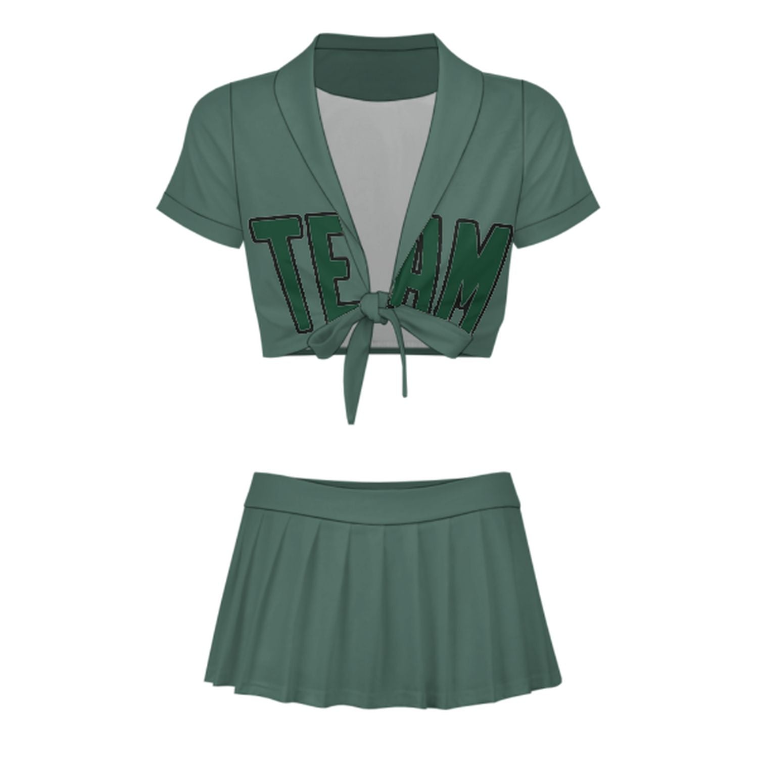 Maßgeschneidertes Blaugrün Moosgrün Cheerleader Outfit Set
