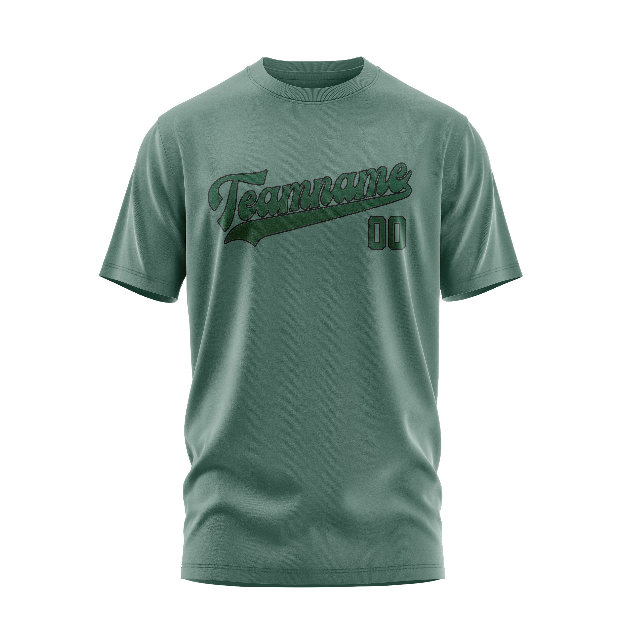 Maßgeschneidertes Blaugrün Moosgrün T-Shirt