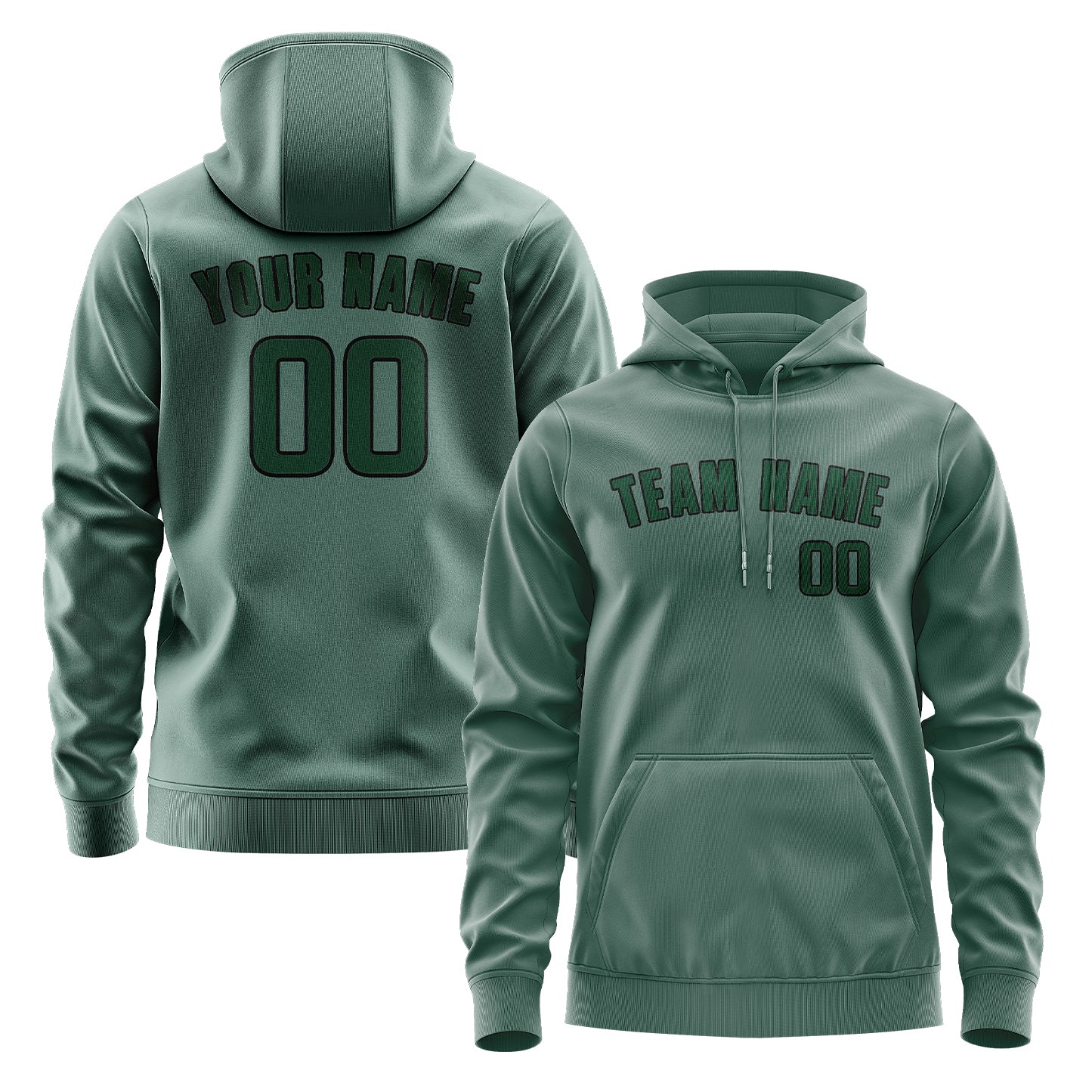 Maßgeschneidertes Blaugrün Moosgrün Hoodie