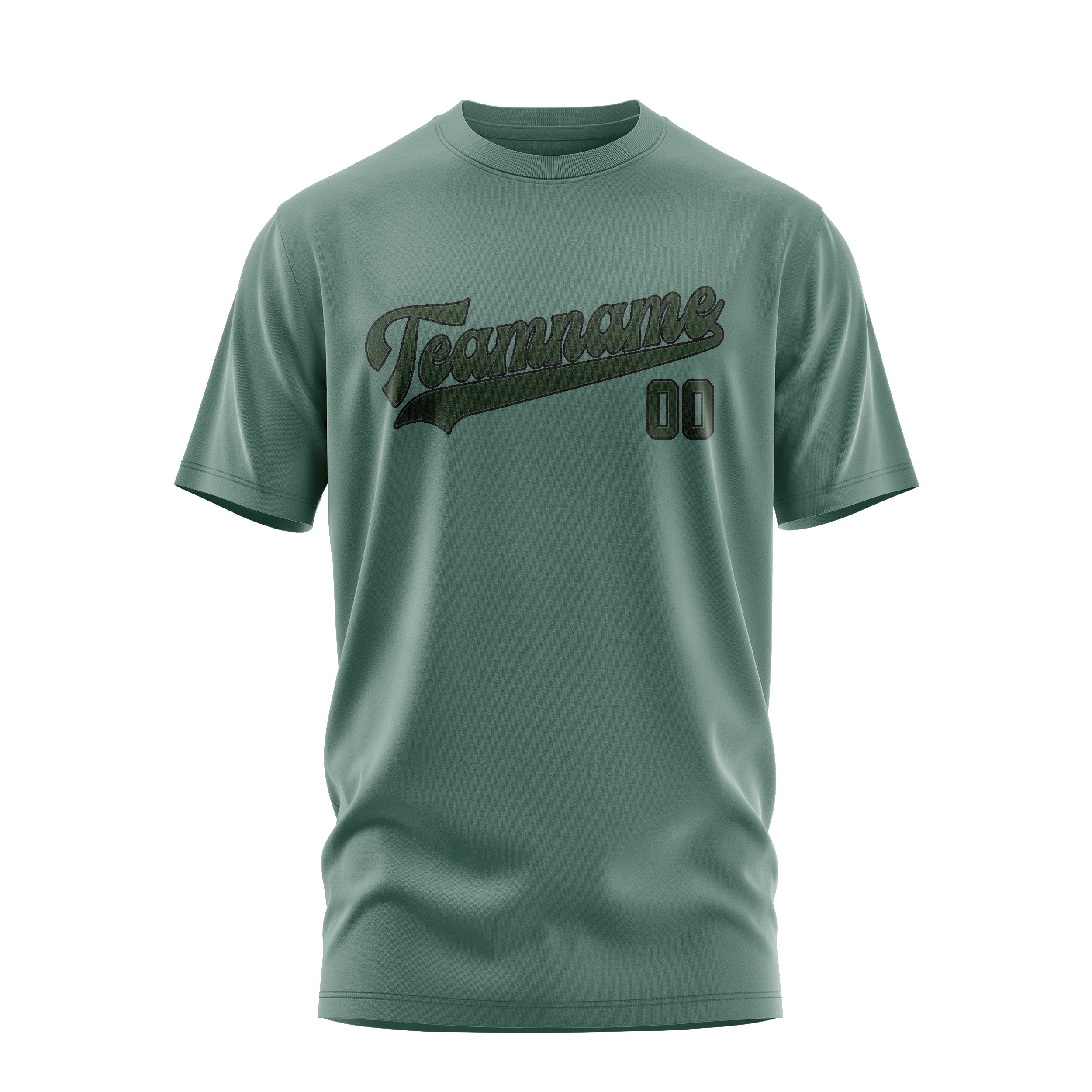 Maßgeschneidertes Blaugrün Tannengrün T-Shirt