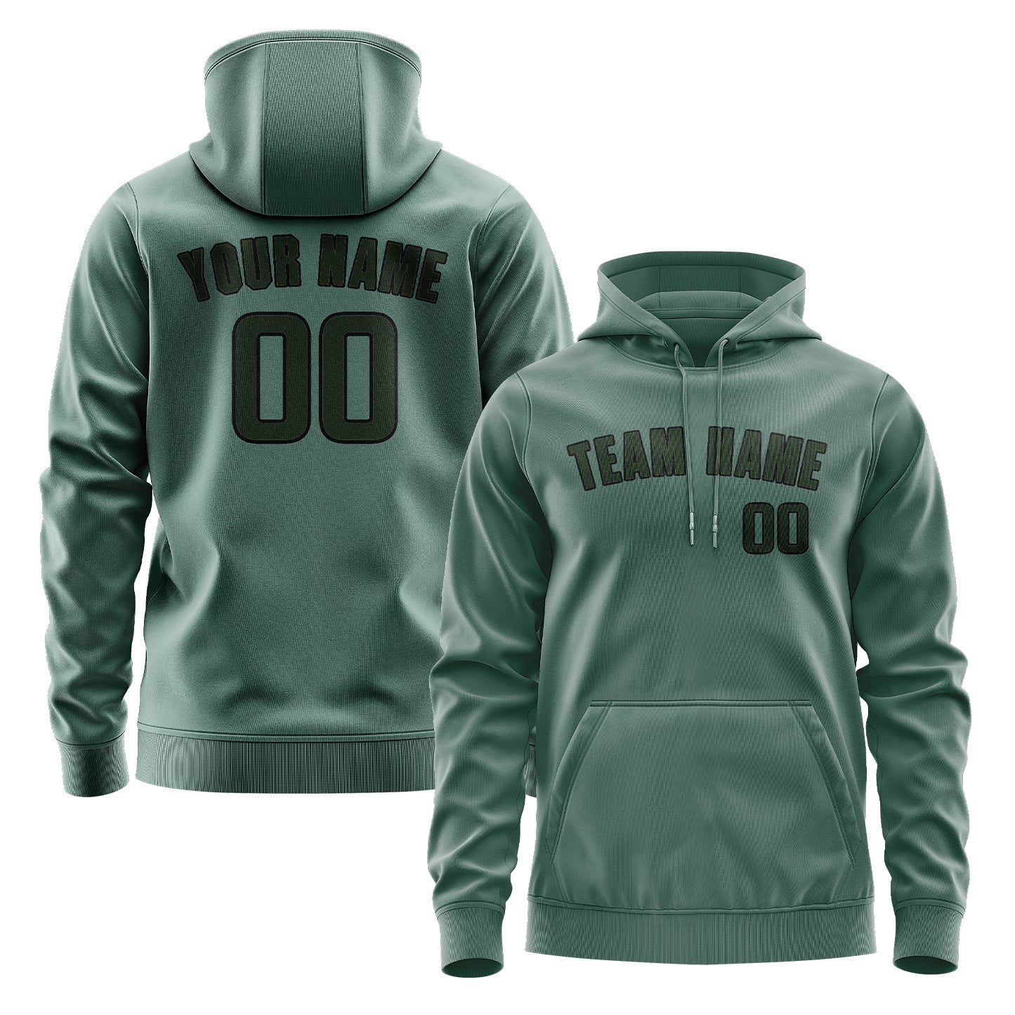 Maßgeschneidertes Blaugrün Tannengrün Hoodie