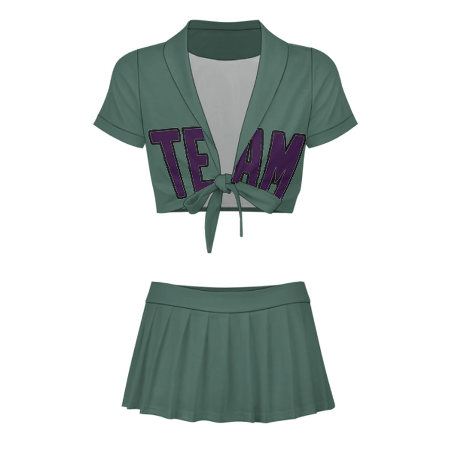 Maßgeschneidertes Blaugrün Lila Cheerleader Outfit Set
