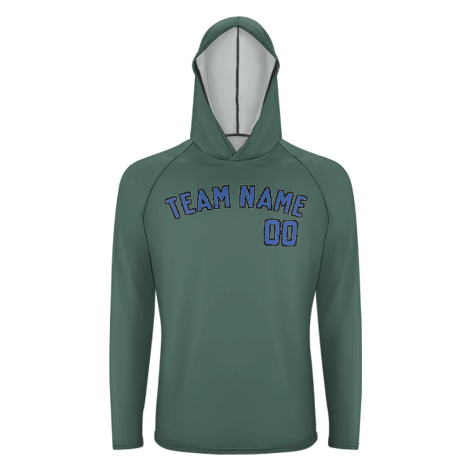 Na míru na míru modro-zelená modrá uv-hoodie