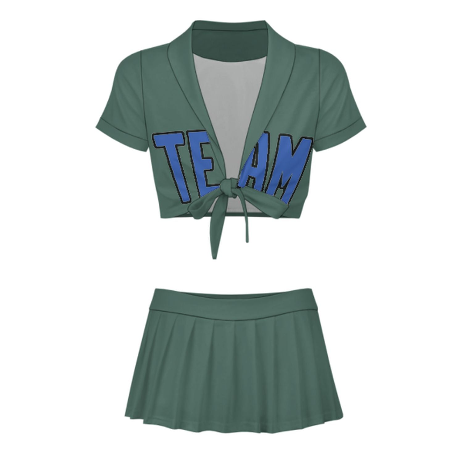 Maßgeschneidertes Blaugrün Himmelblau Cheerleader Outfit Set