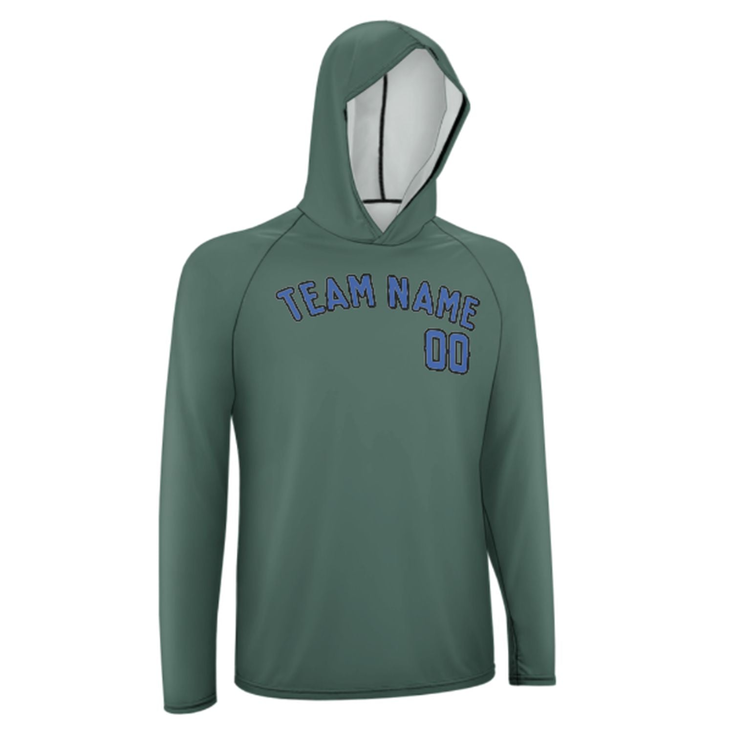 Na míru na míru modro-zelená modrá uv-hoodie