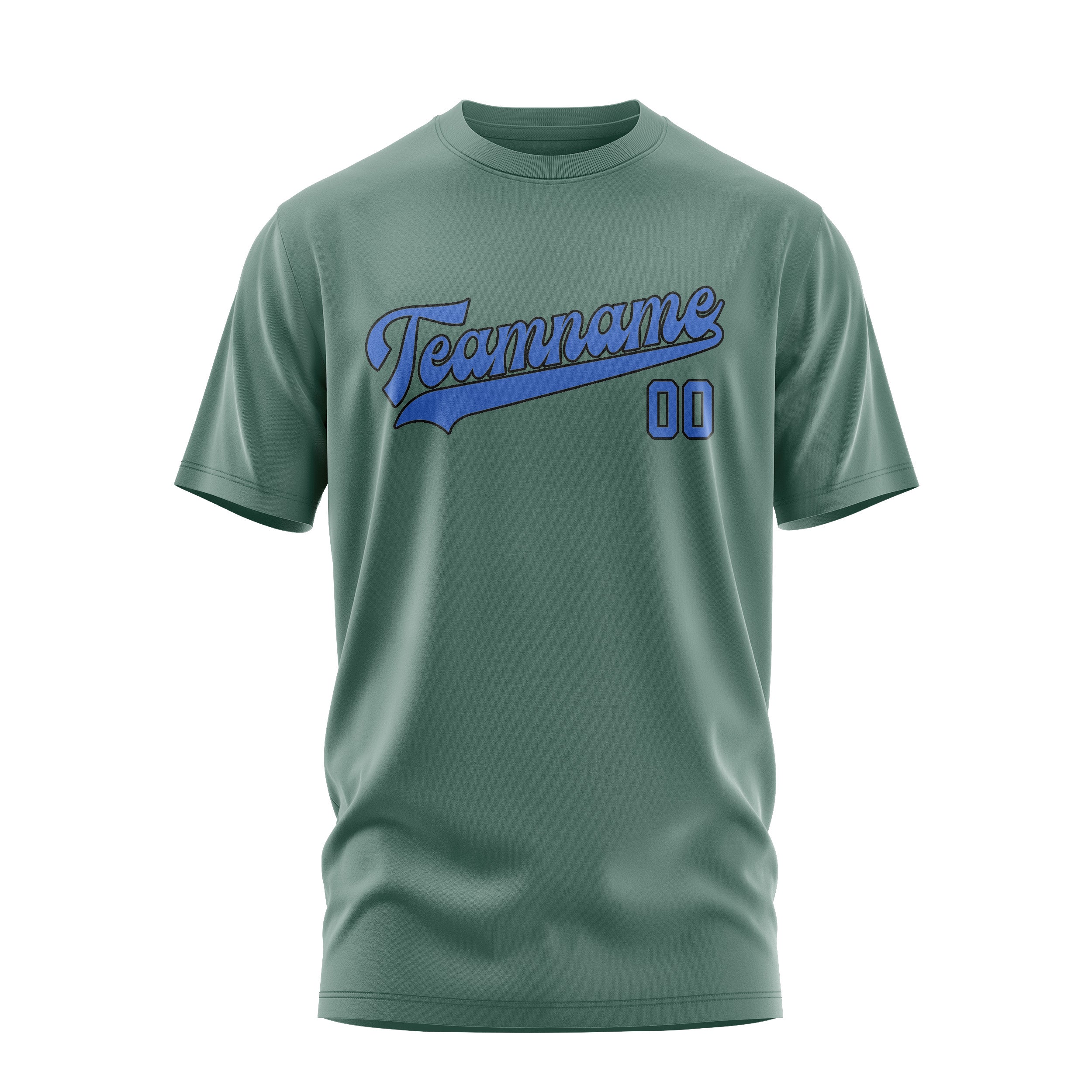 Maßgeschneidertes Blaugrün Himmelblau T-Shirt