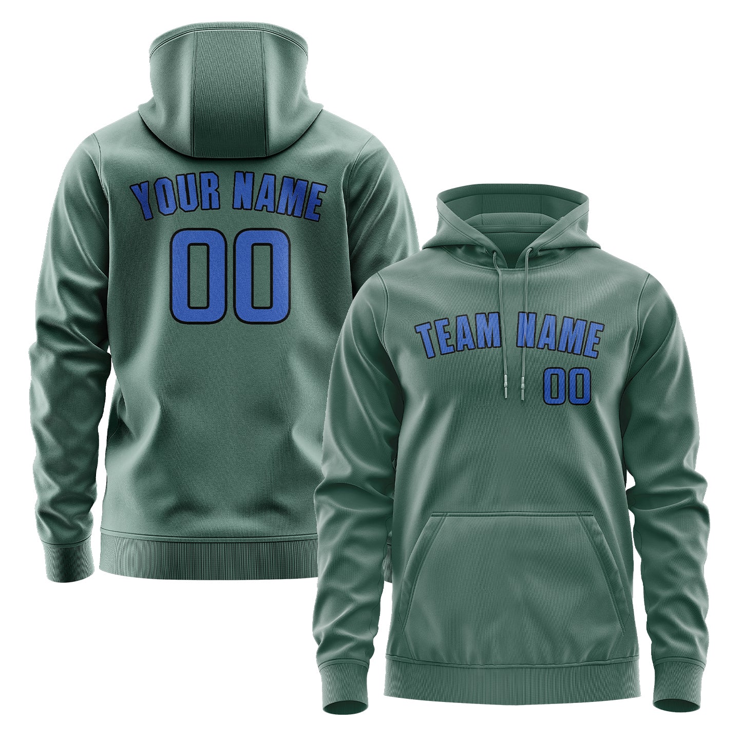 Maßgeschneidertes Blaugrün Himmelblau Hoodie