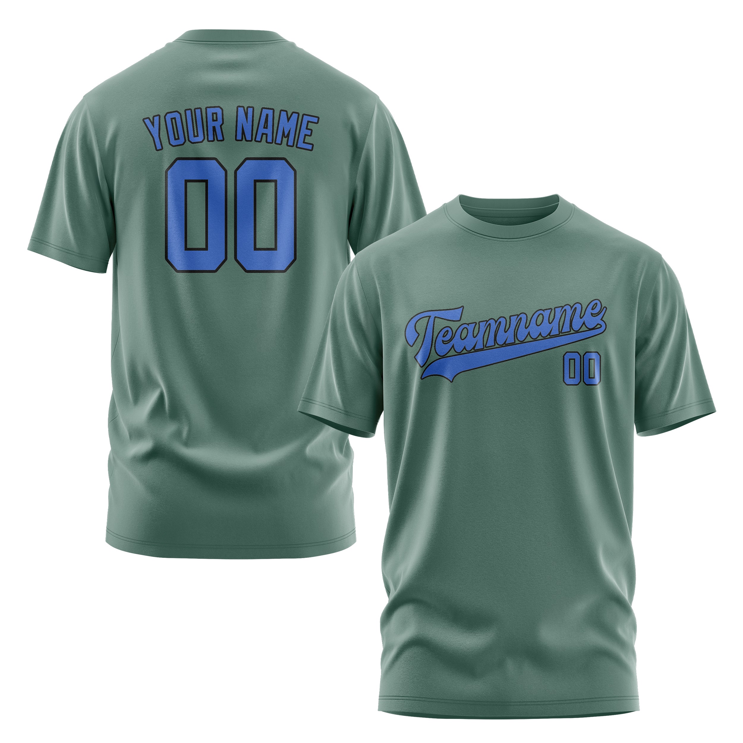 Maßgeschneidertes Blaugrün Himmelblau T-Shirt