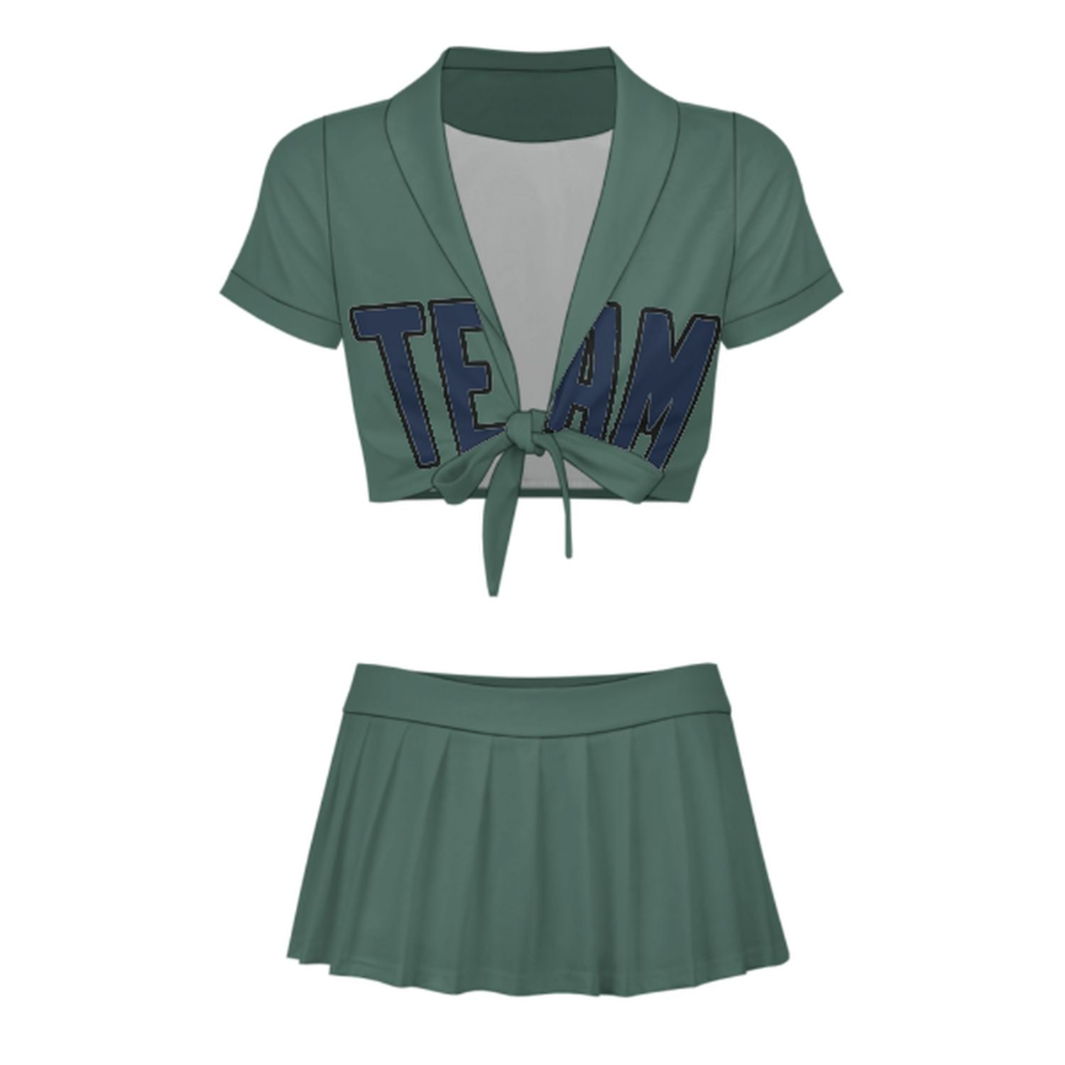 Maßgeschneidertes Blaugrün Marineblau Cheerleader Outfit Set