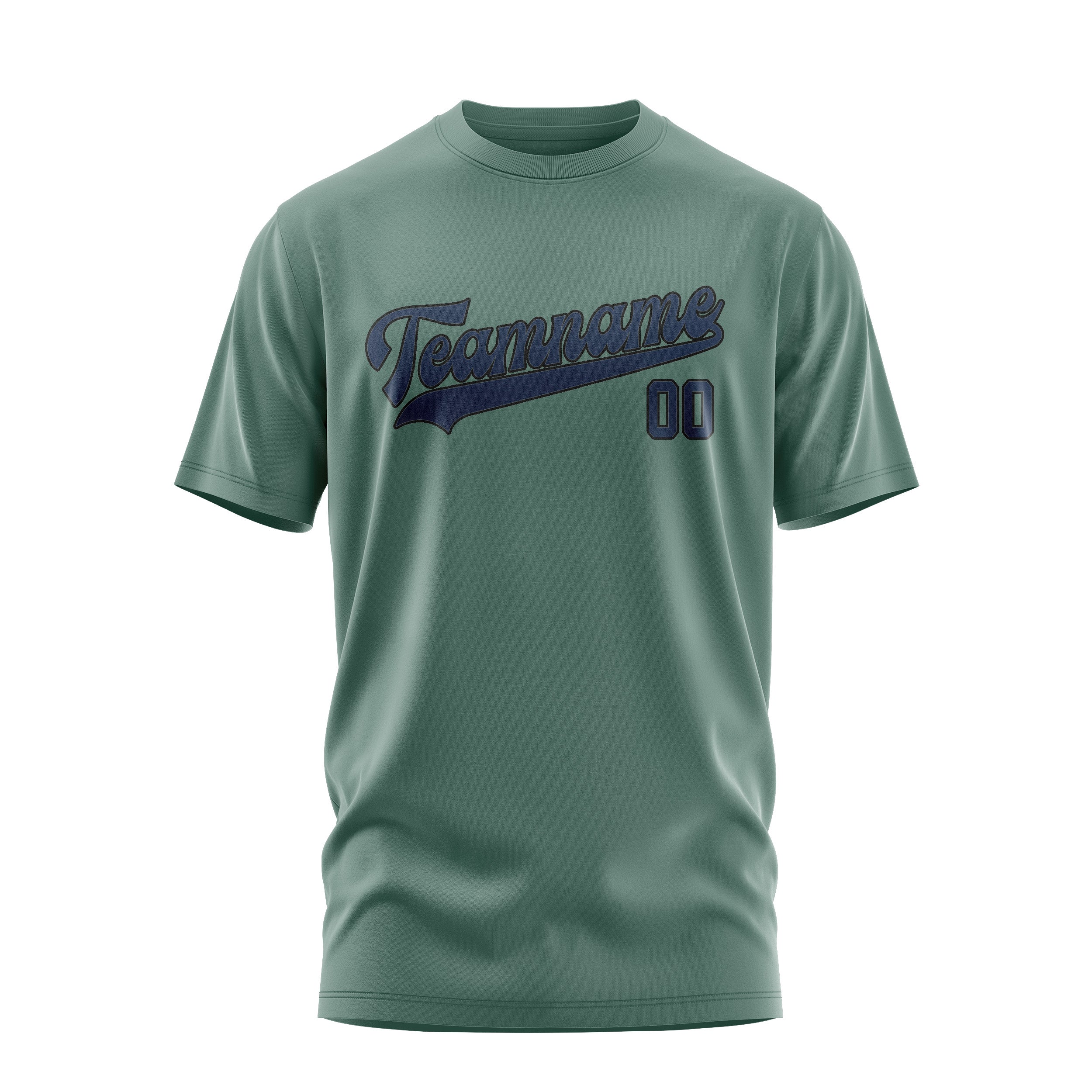 Maßgeschneidertes Blaugrün Marineblau T-Shirt