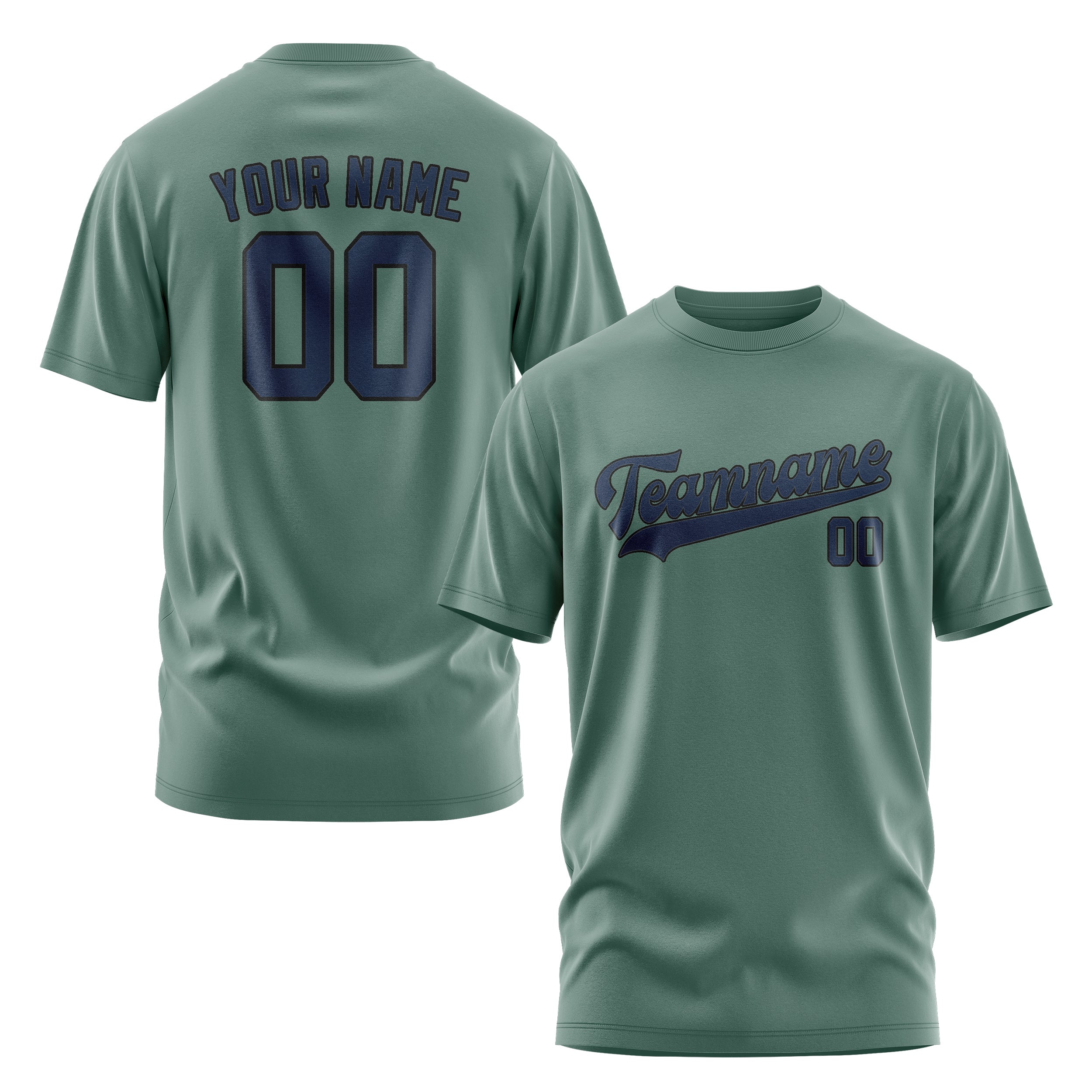 Maßgeschneidertes Blaugrün Marineblau T-Shirt