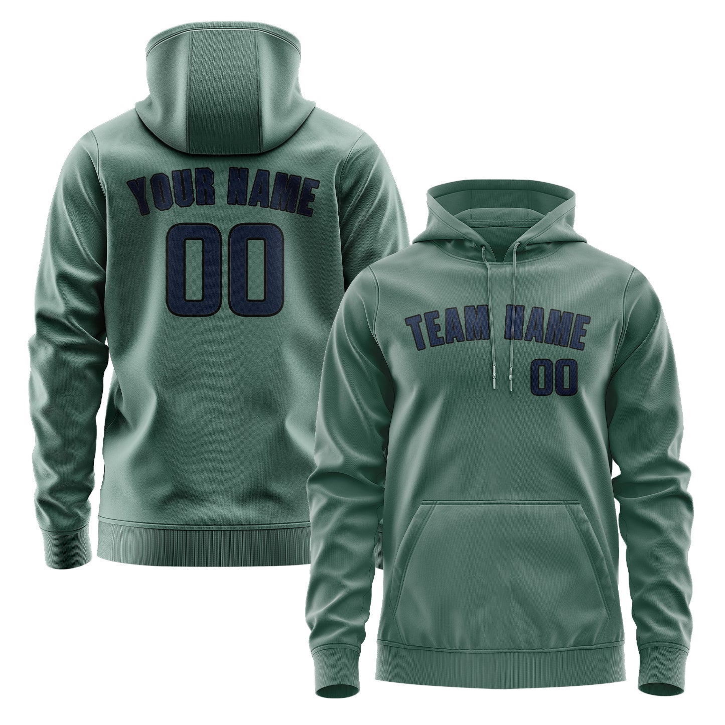 Maßgeschneidertes Blaugrün Marineblau Hoodie