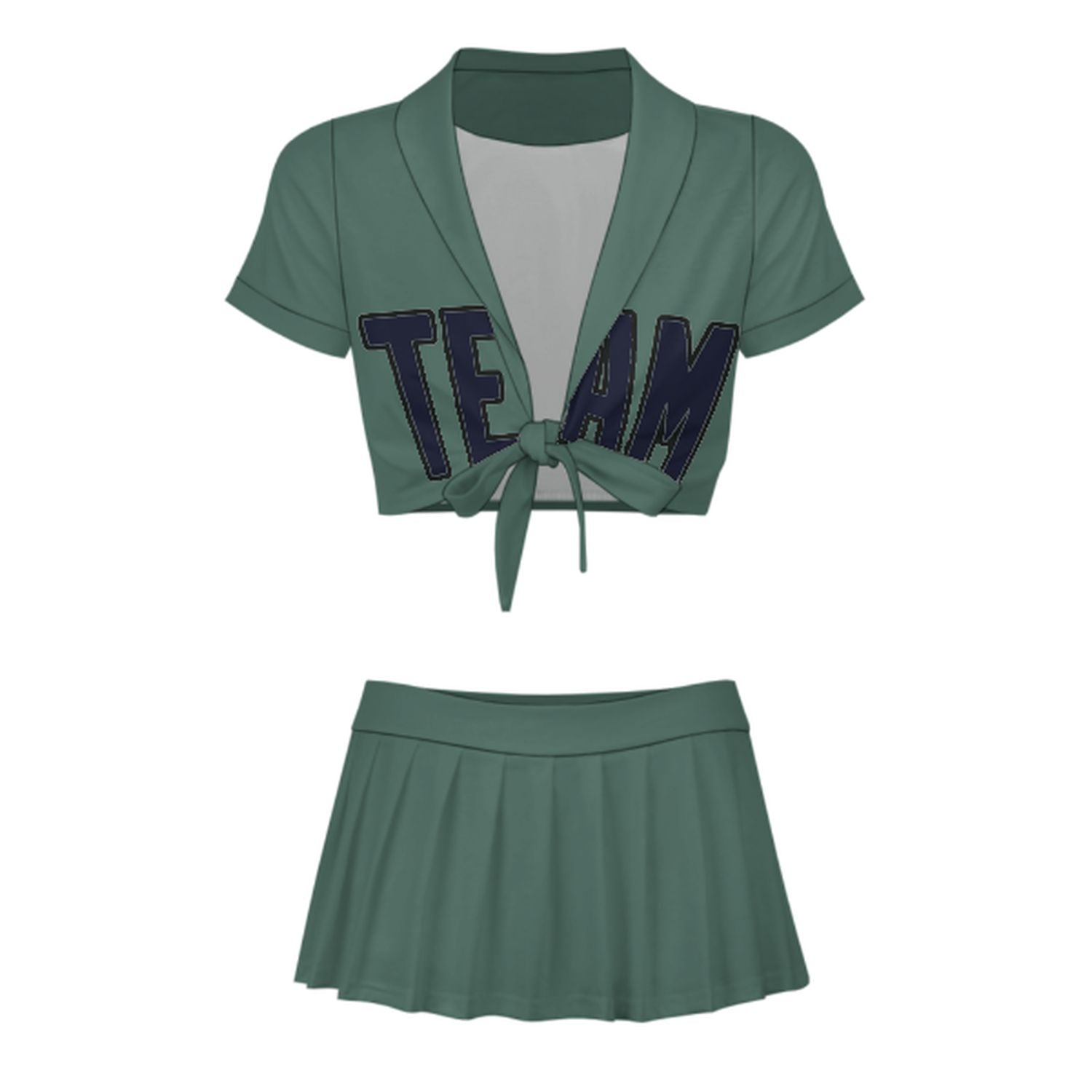 Maßgeschneidertes Blaugrün Stahlblau Cheerleader Outfit Set
