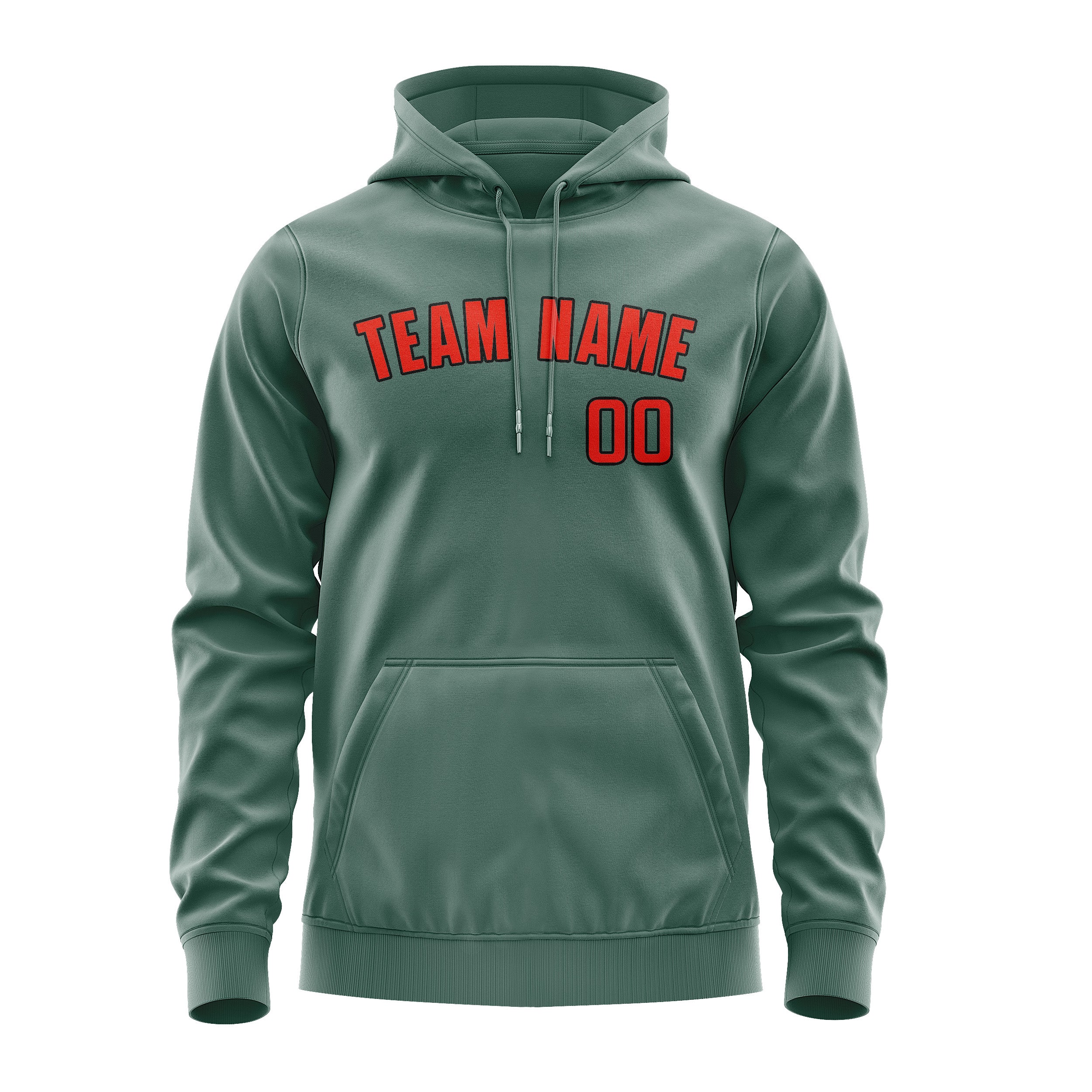 Maßgeschneidertes Blaugrün Orangerot Hoodie