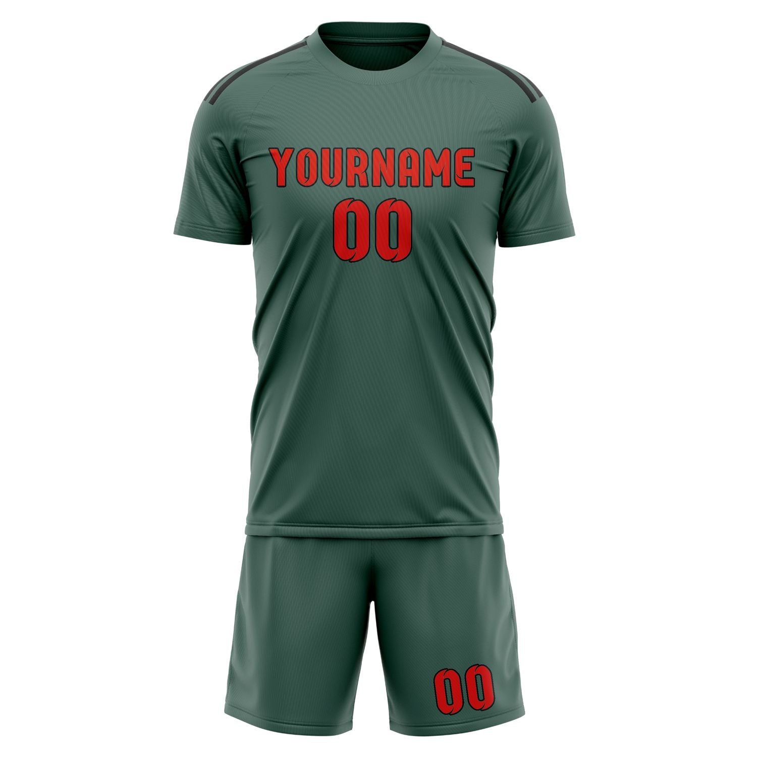 Maßgeschneidertes Professionelles Blaugrün Orangerot Fußballtrikot-Set