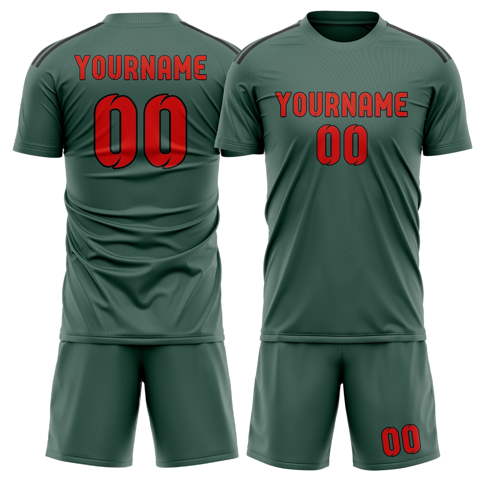 Maßgeschneidertes Professionelles Blaugrün Orangerot Fußballtrikot-Set