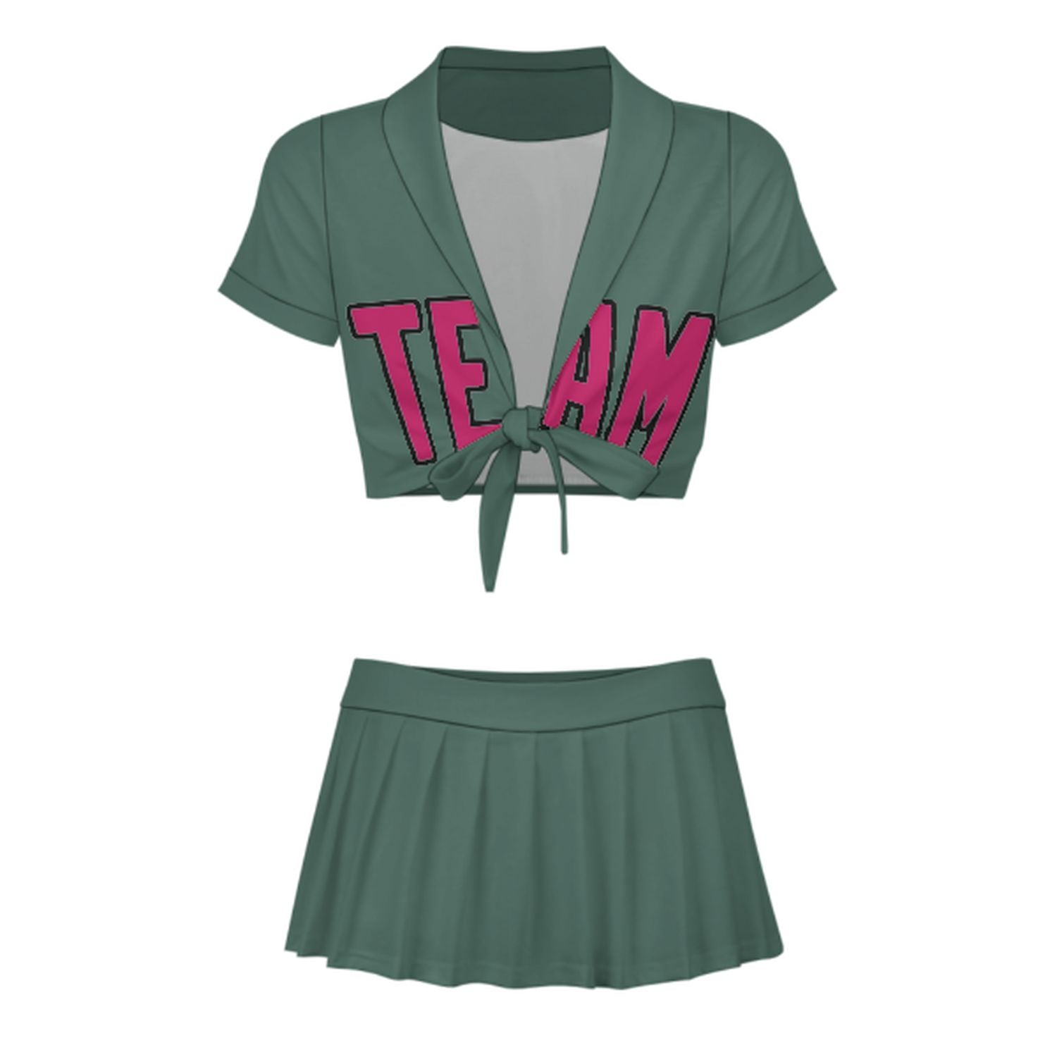 Maßgeschneidertes Blaugrün Rosarot Cheerleader Outfit Set
