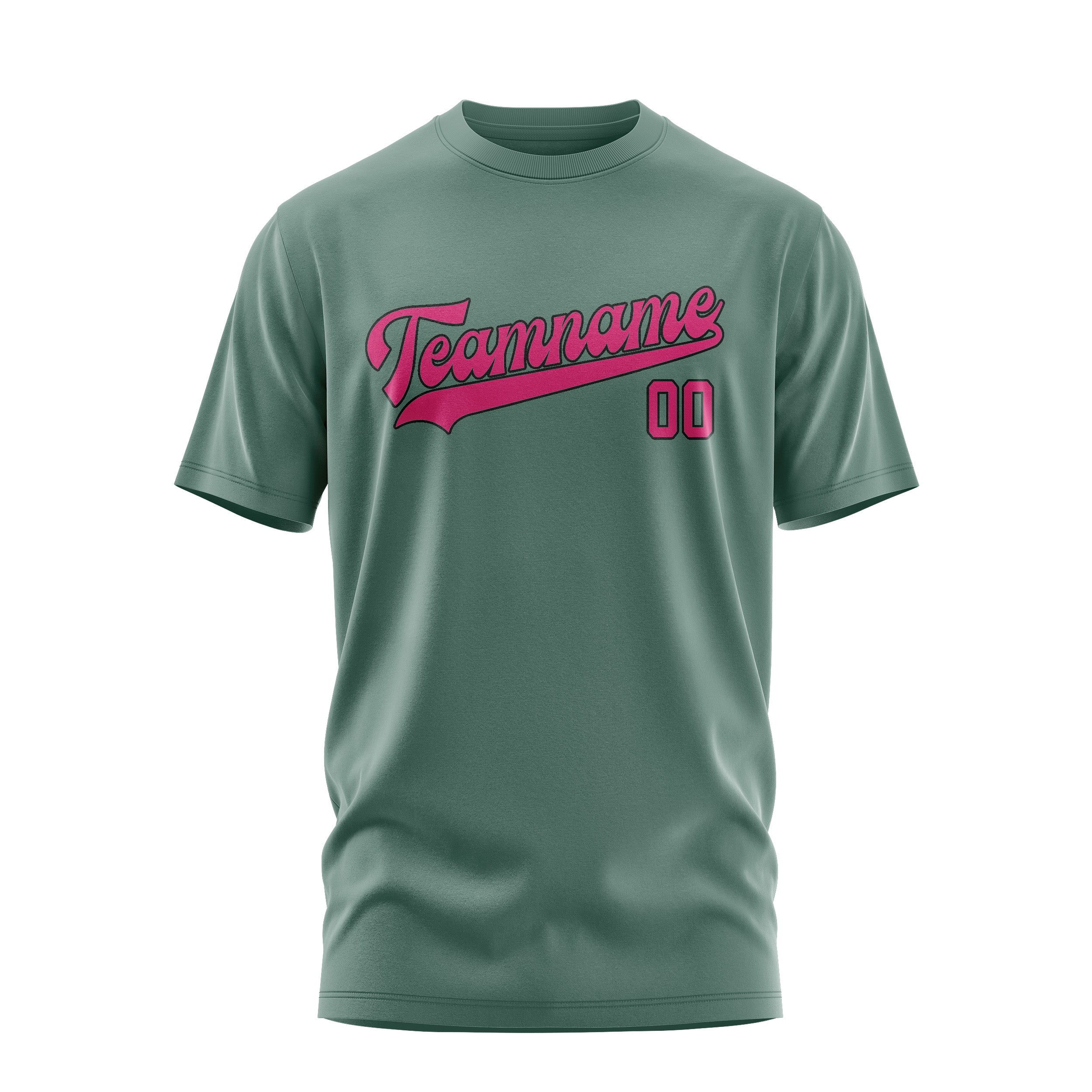 Maßgeschneidertes Blaugrün Rosarot T-Shirt