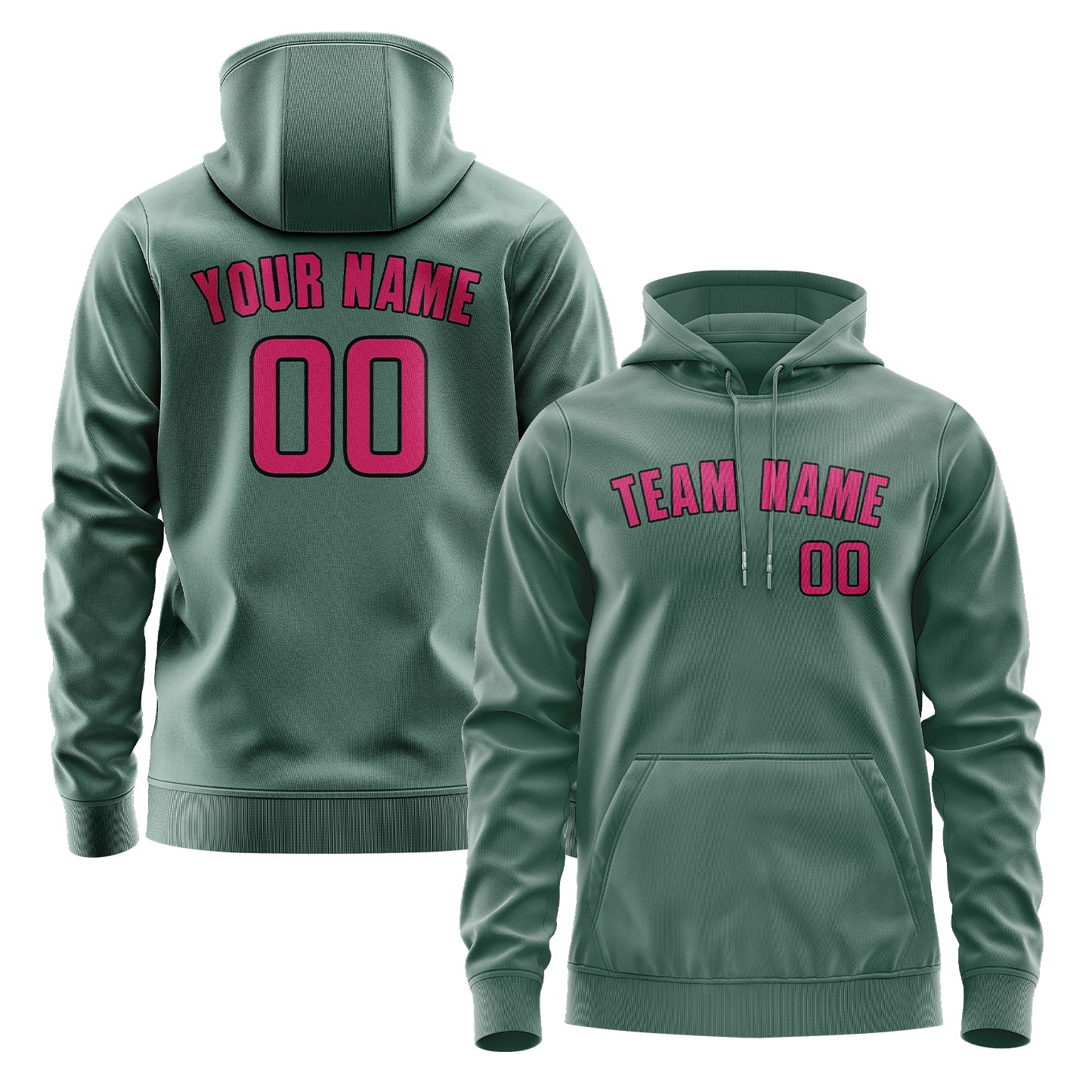 Felpa con cappuccio rosa turchese personalizzata