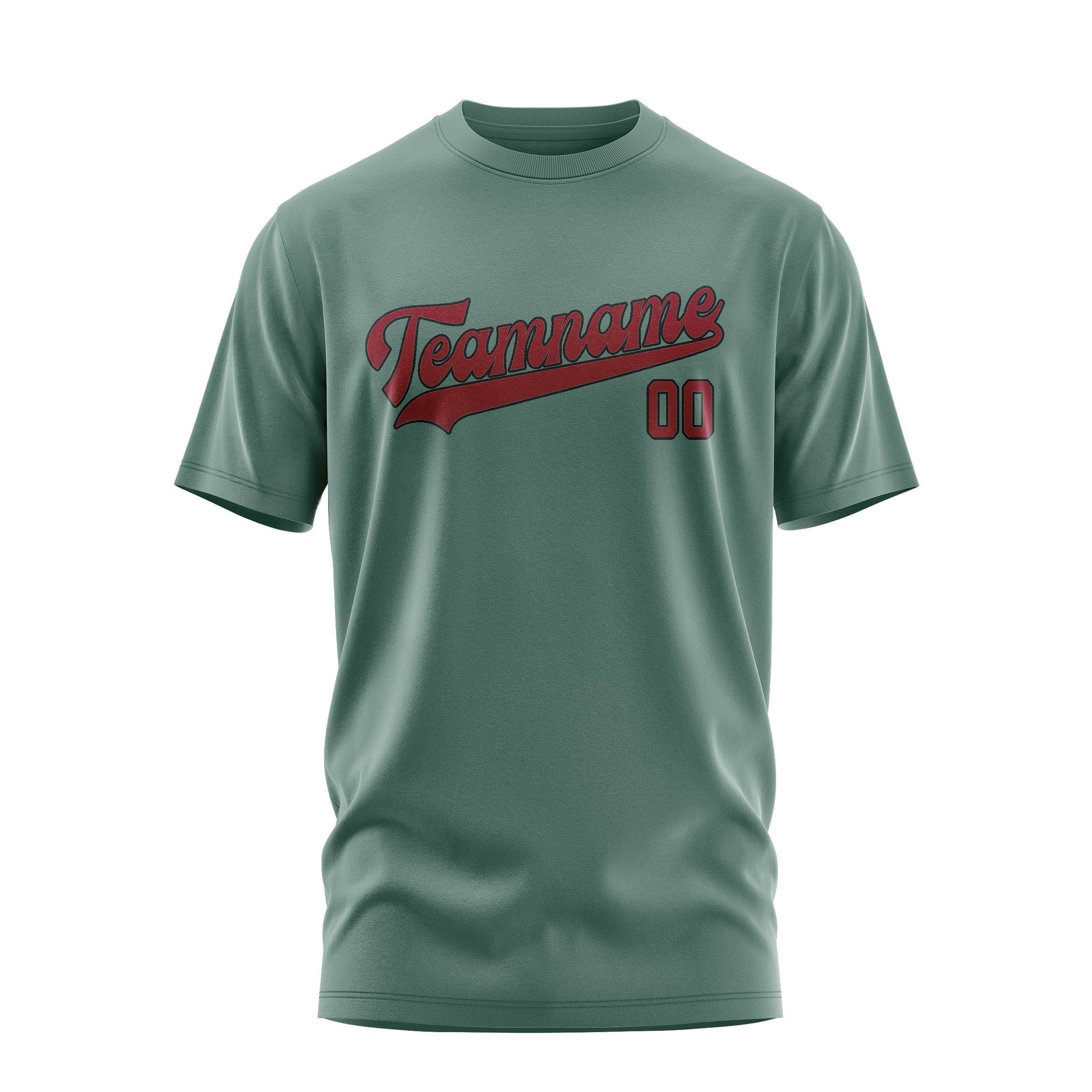 Maßgeschneidertes Blaugrün Karmesinrot T-Shirt