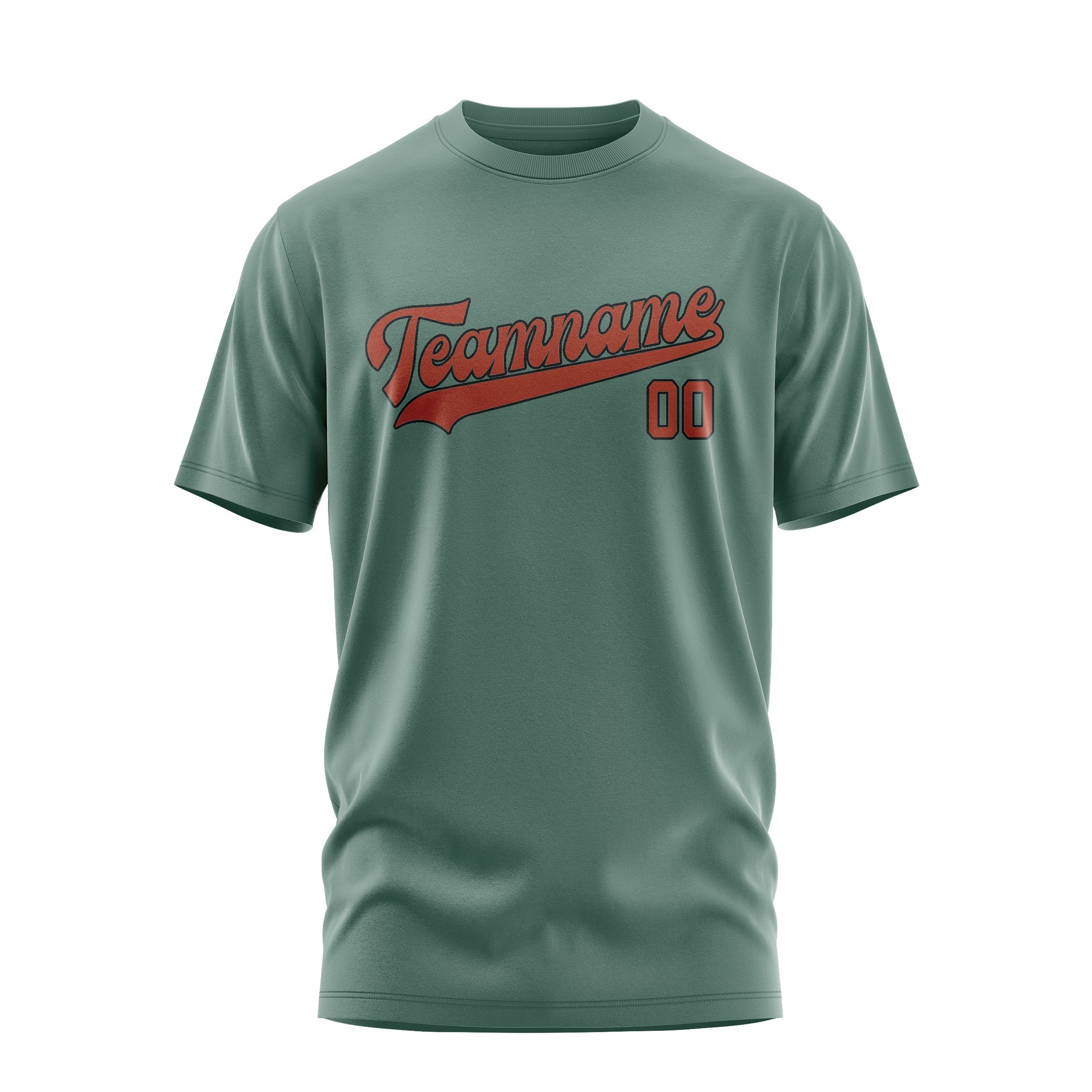 Maßgeschneidertes Blaugrün Korallenrot T-Shirt