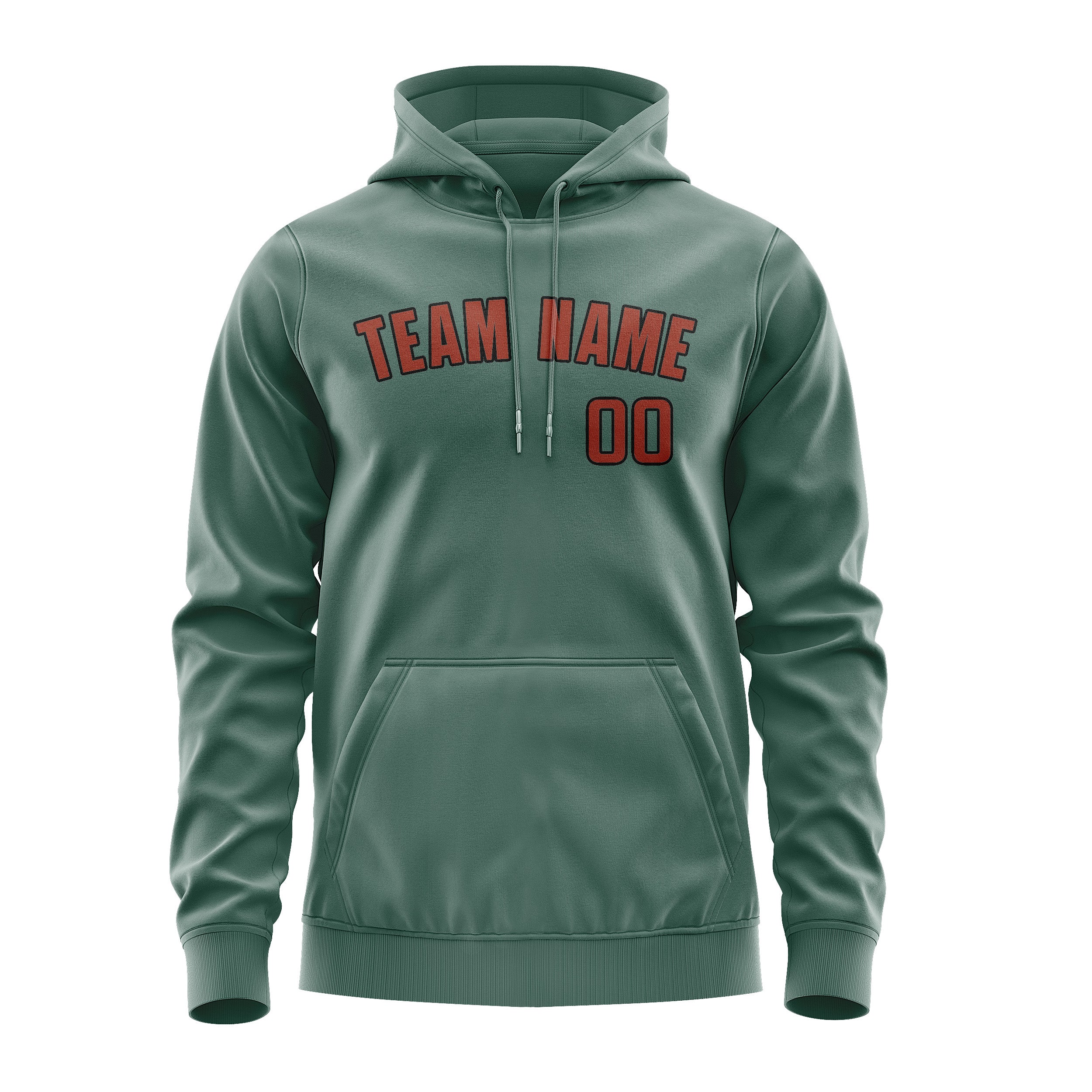 Felpa con cappuccio personalizzata color verde acqua e corallo