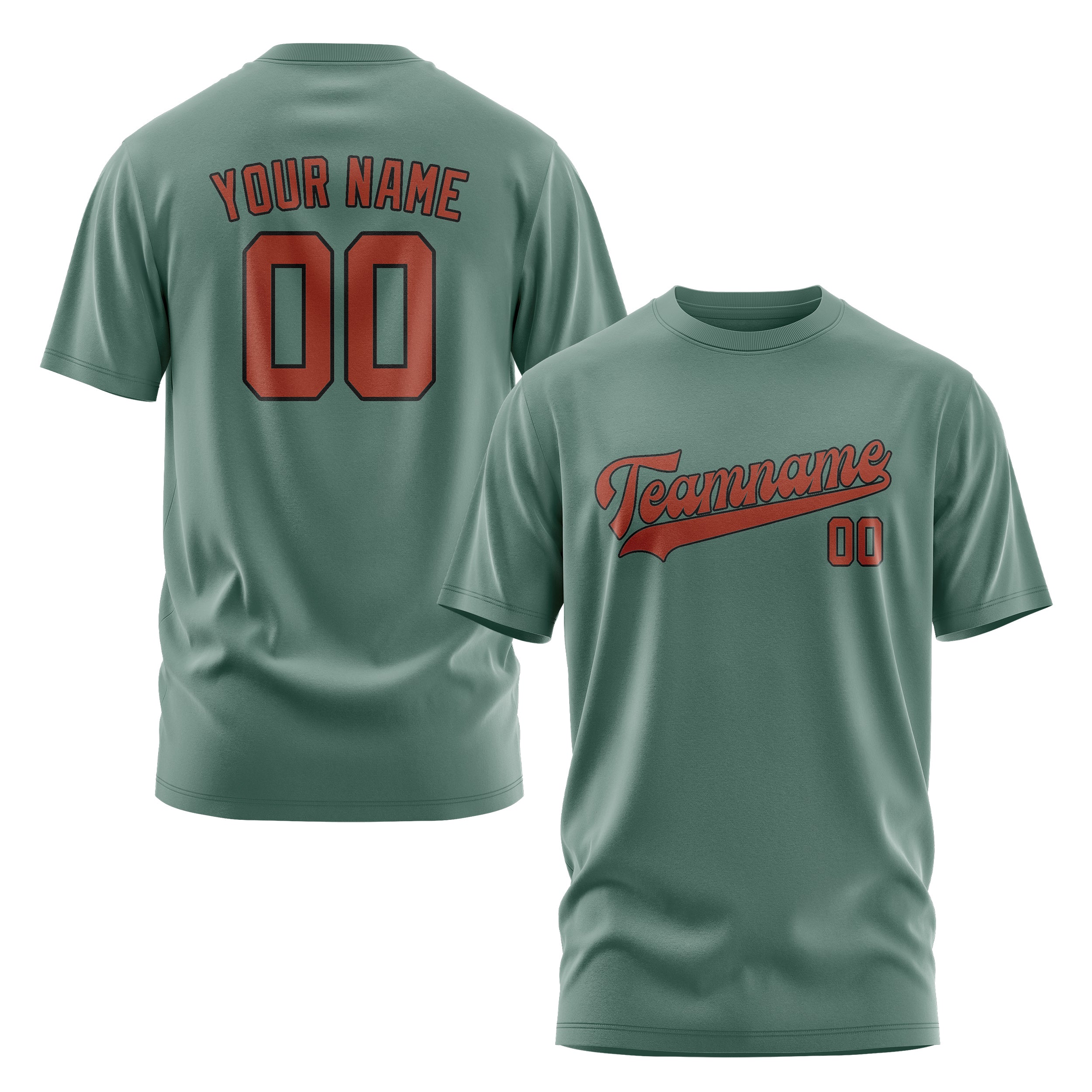 Maßgeschneidertes Blaugrün Korallenrot T-Shirt