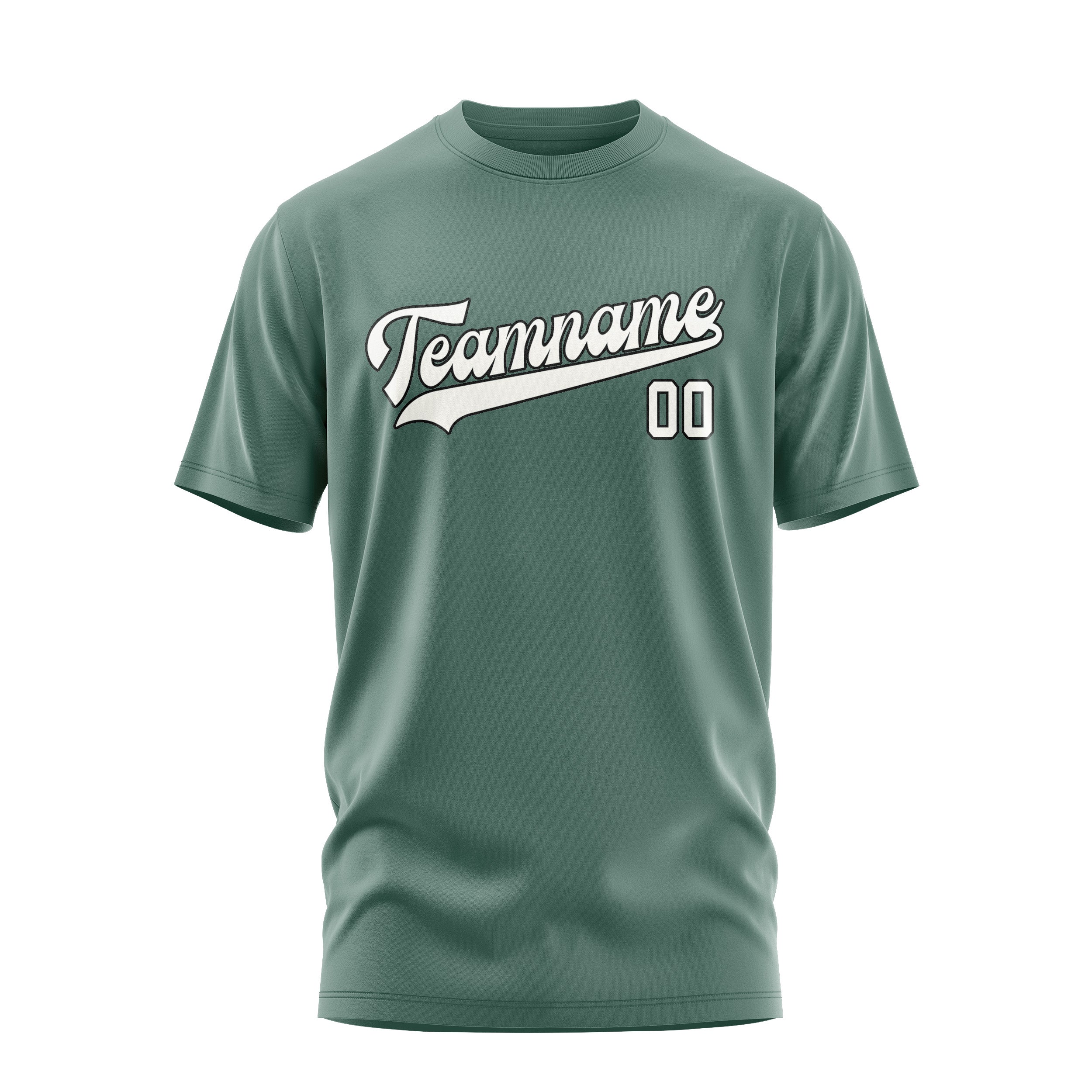 Maßgeschneidertes Blaugrün Weiß T-Shirt